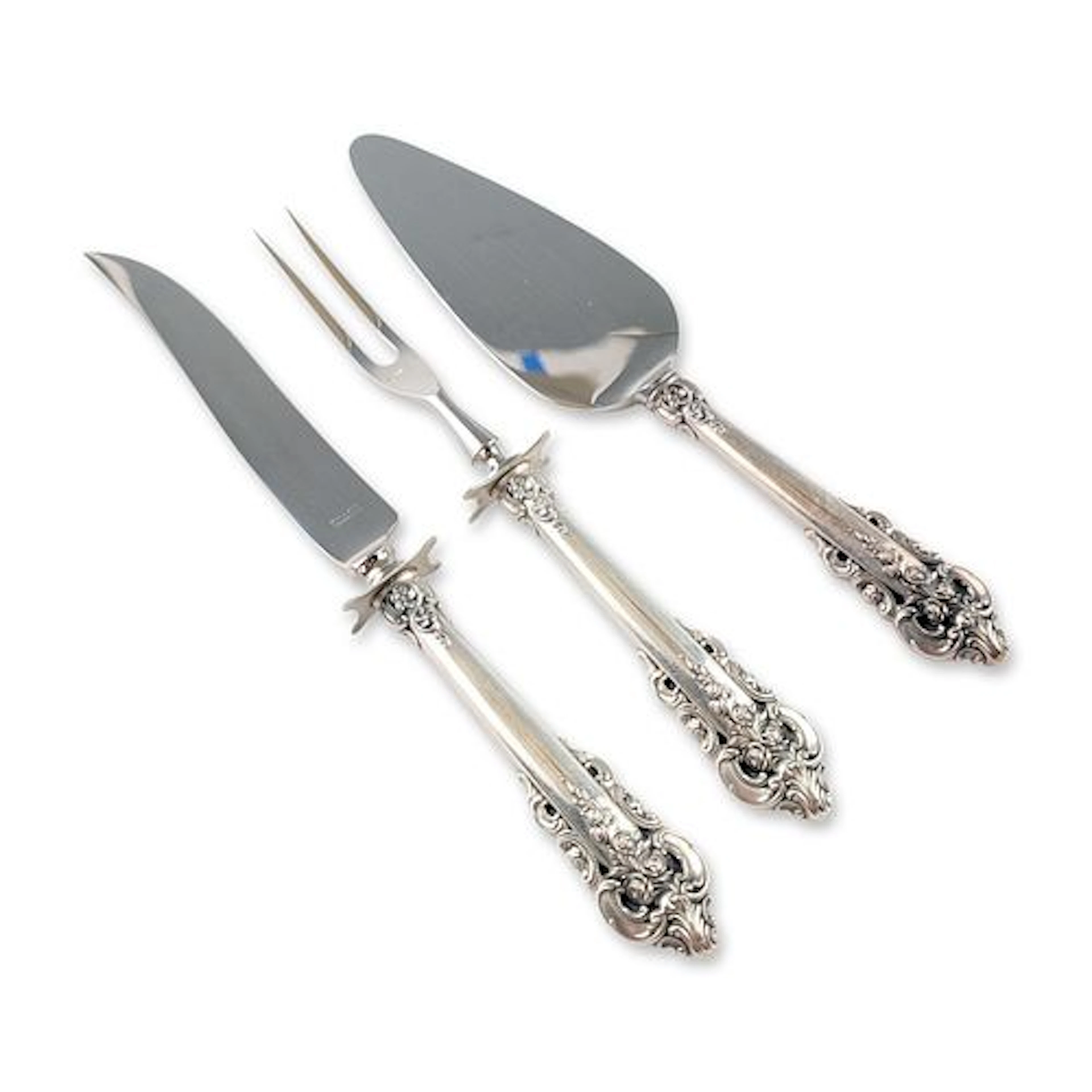 3pc Wallace Grande Baroque Sterling Silver Carving/Serving Set