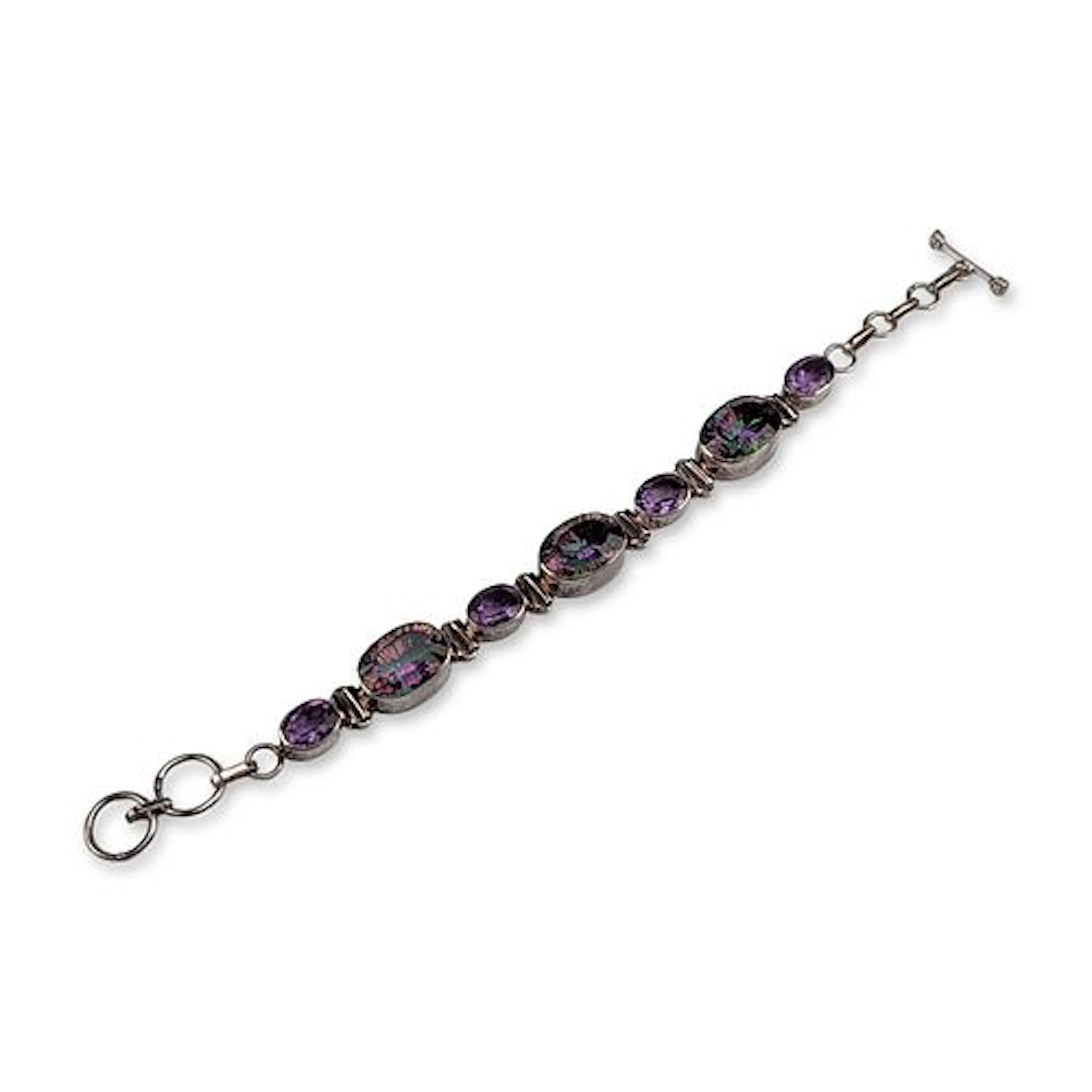Sterling Silver Mystic Topaz and Amethyst Bracelet
