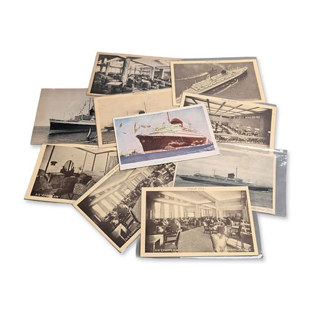10pc Compagnie Generale Transatlantique SS Champlain French Line Postcards