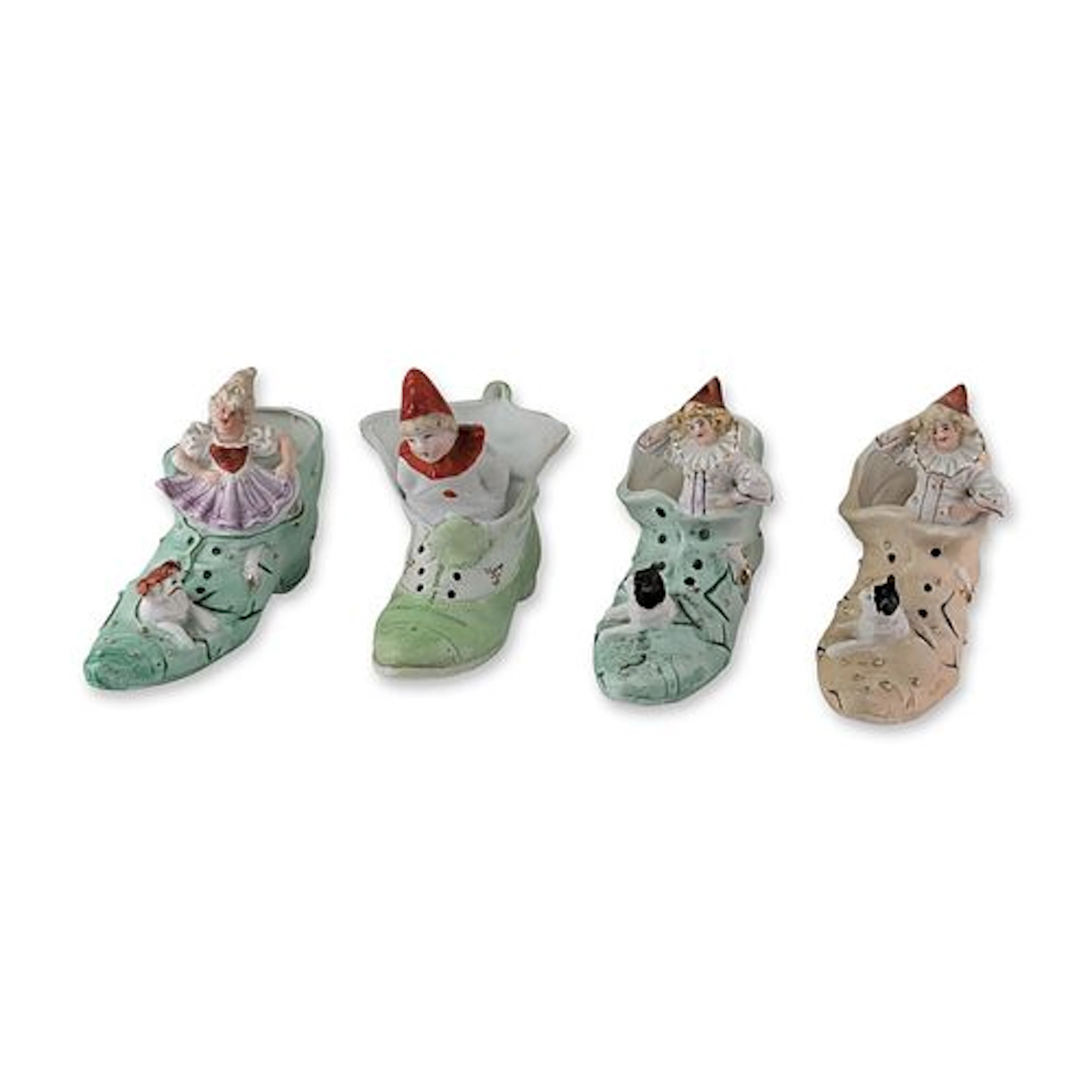 Group of European Porcelain and Bisque Shoe Figurines