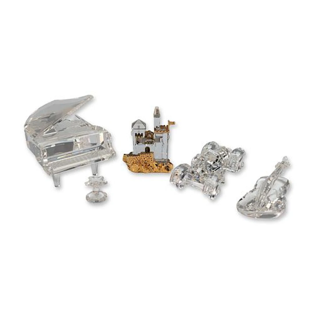 4pc Swarovski Crystal Musical Instruments and Castle Figurines Collection