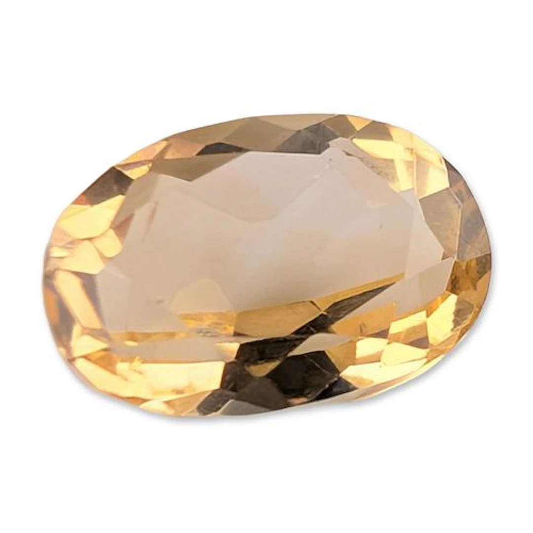 Oval Faceted Yellow Citrine Gemstone