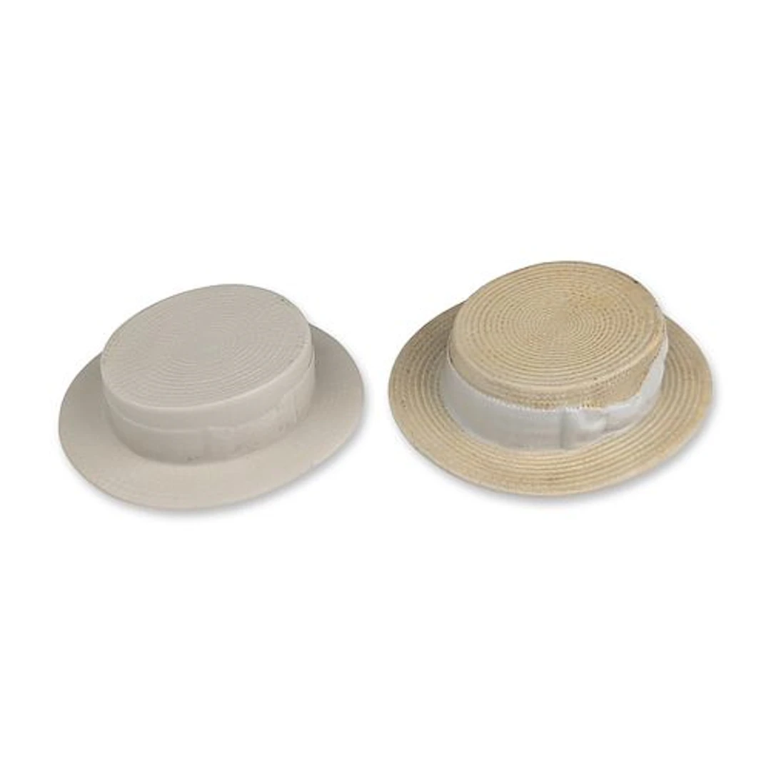 Pair of British Heraldic Crested China Miniature Boater Hats