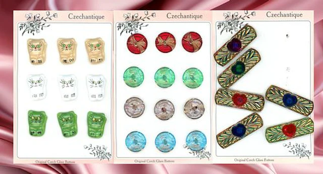 AN ASSORTMENT OF DIV. 3 COLORFUL CZECH GLASS BUTTONS