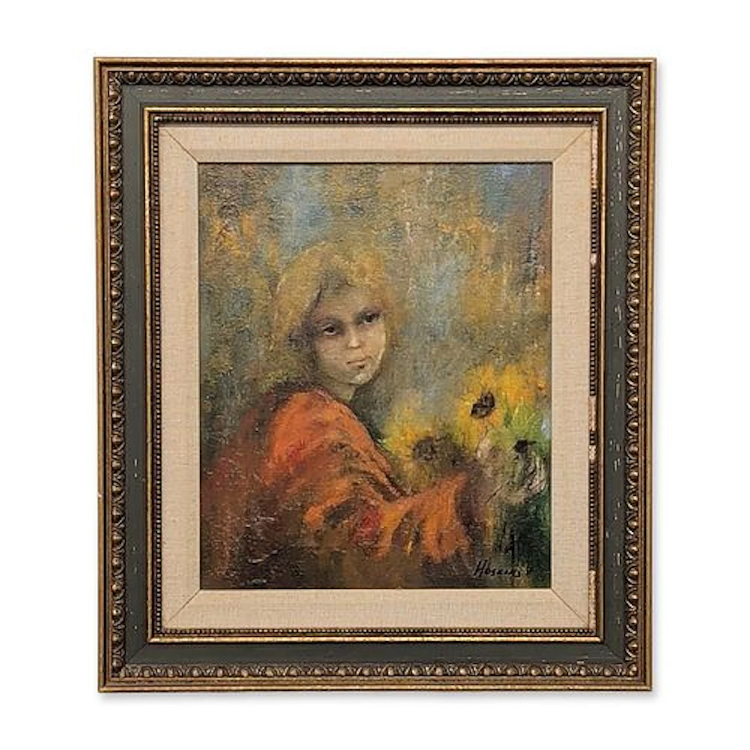 Nadine Hoskins (American 1912-2010) Oil on Canvas, Sunflowers, Signed