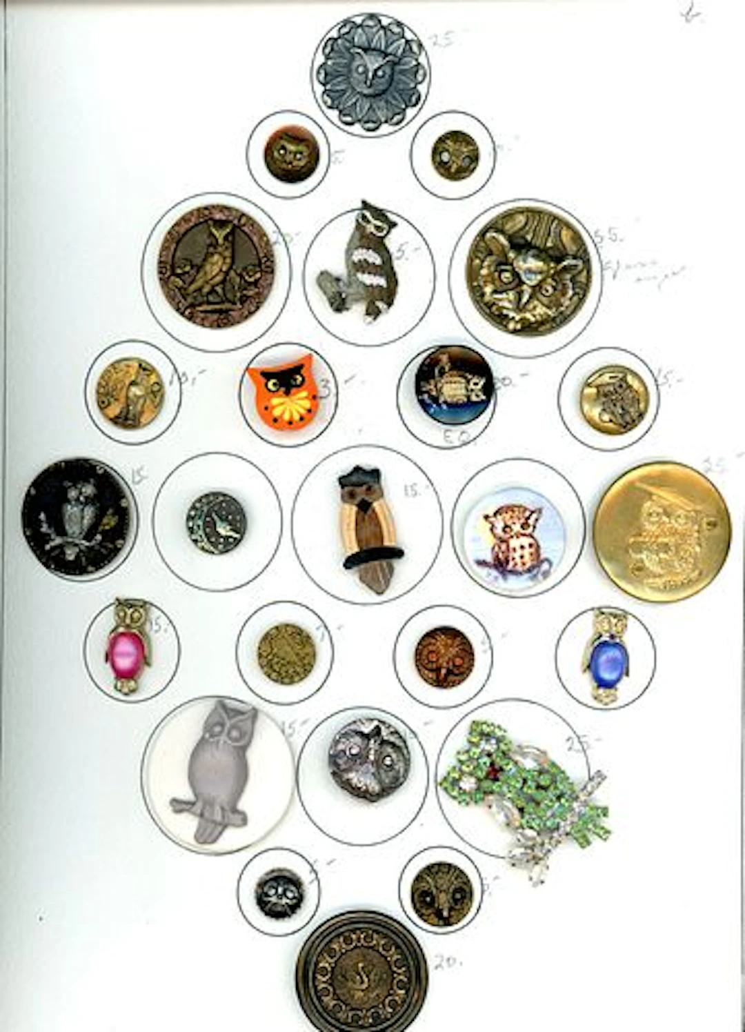 A CARD OF DIVISION ONE AND THREE PICTORIAL BUTTONS