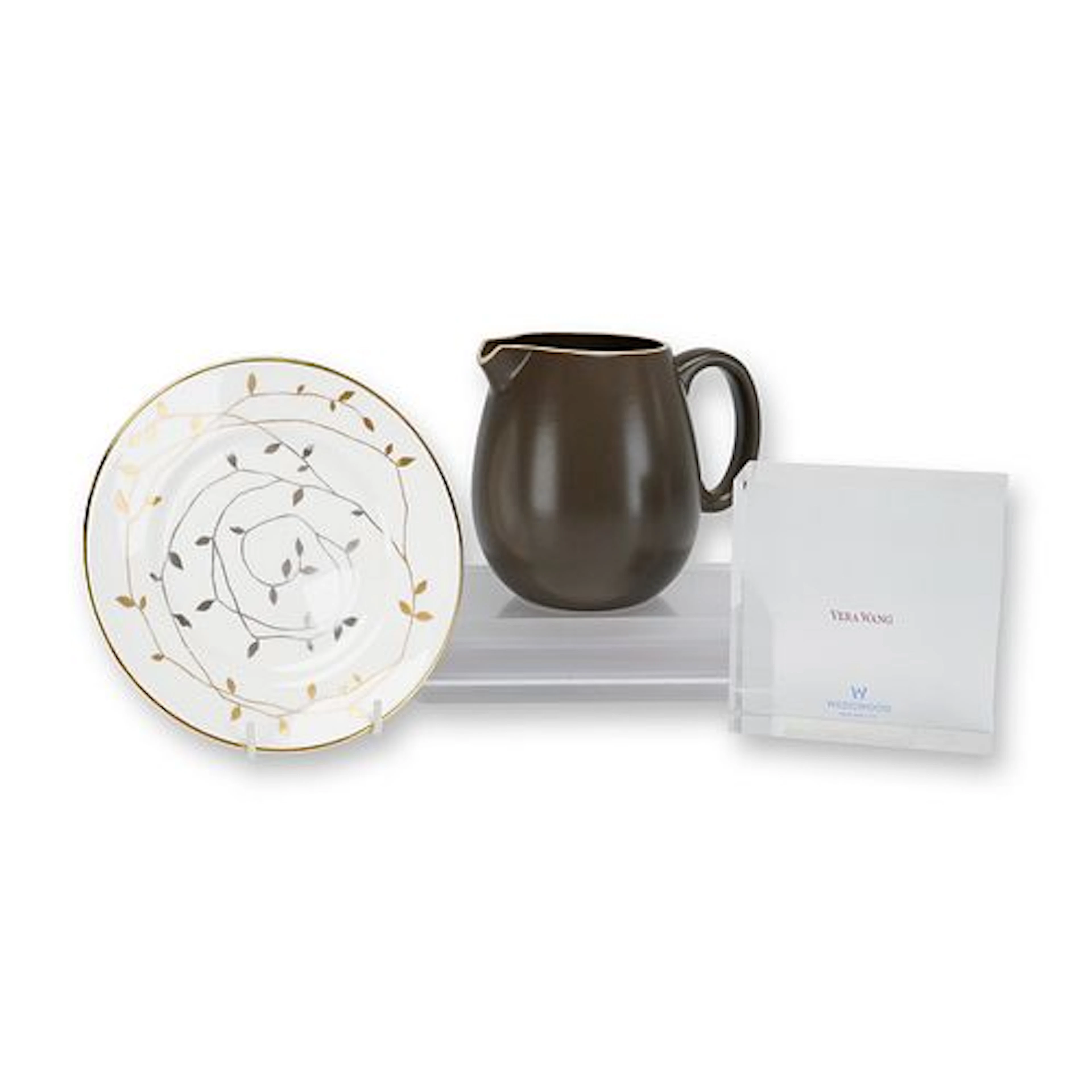 Lot of 3 Vera Wang for Wedgwood Items Including Gilded Leaf Dish and