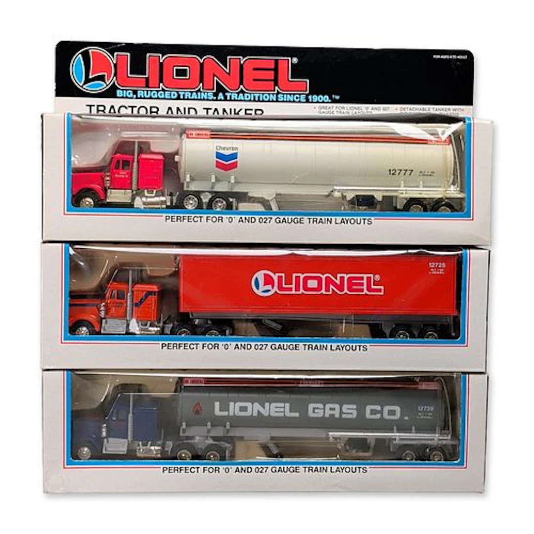 3pc Lionel O Gauge Tractor and Trailer Toy Sets
