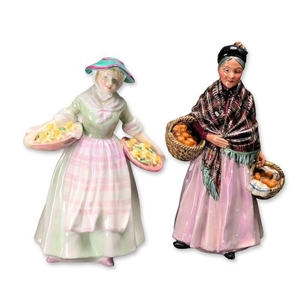 2pc Royal Doulton Porcelain and bone China Figurines Daffy Down Dilly