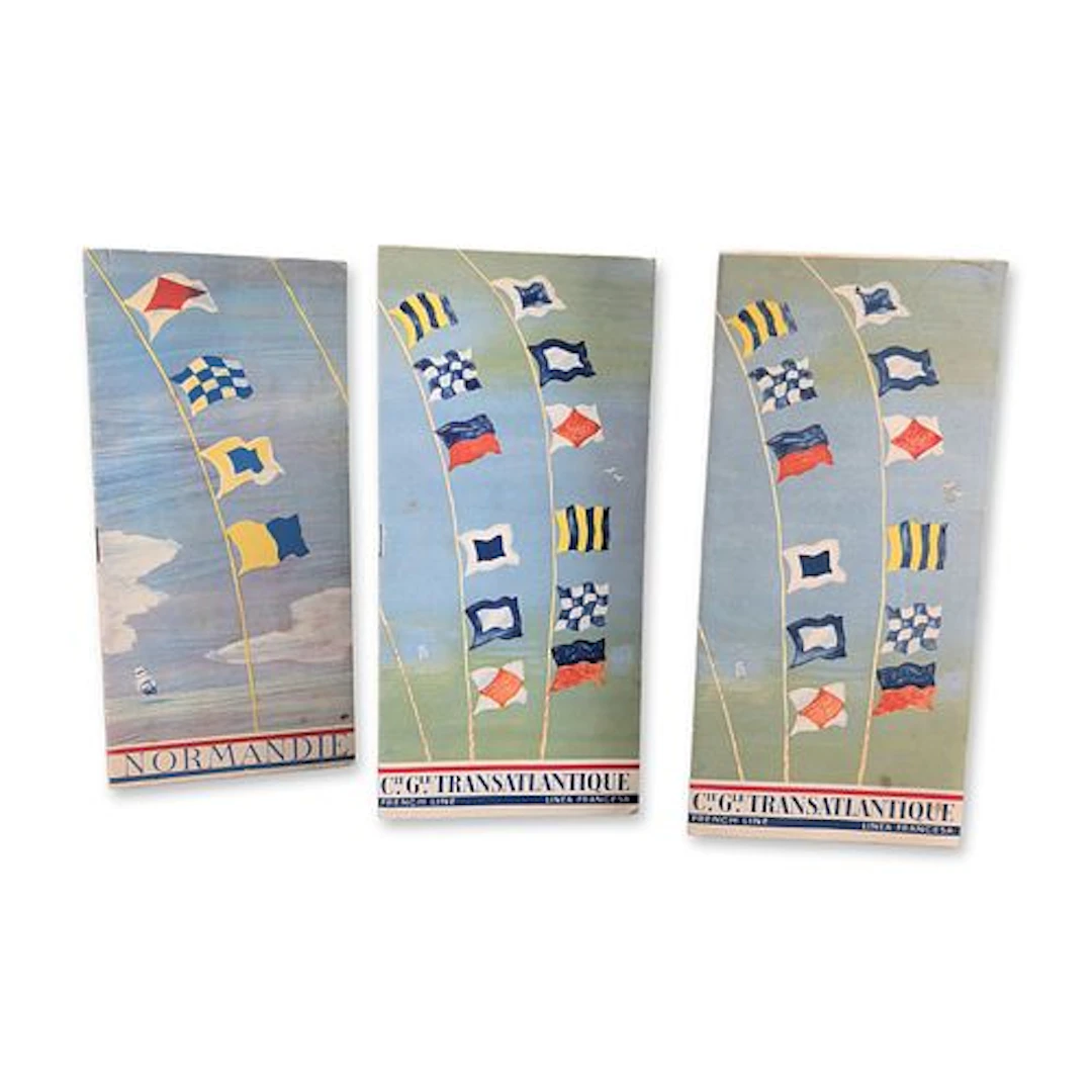 3pc French Line Compagnie Generale Transatlantique Passenger List Booklets