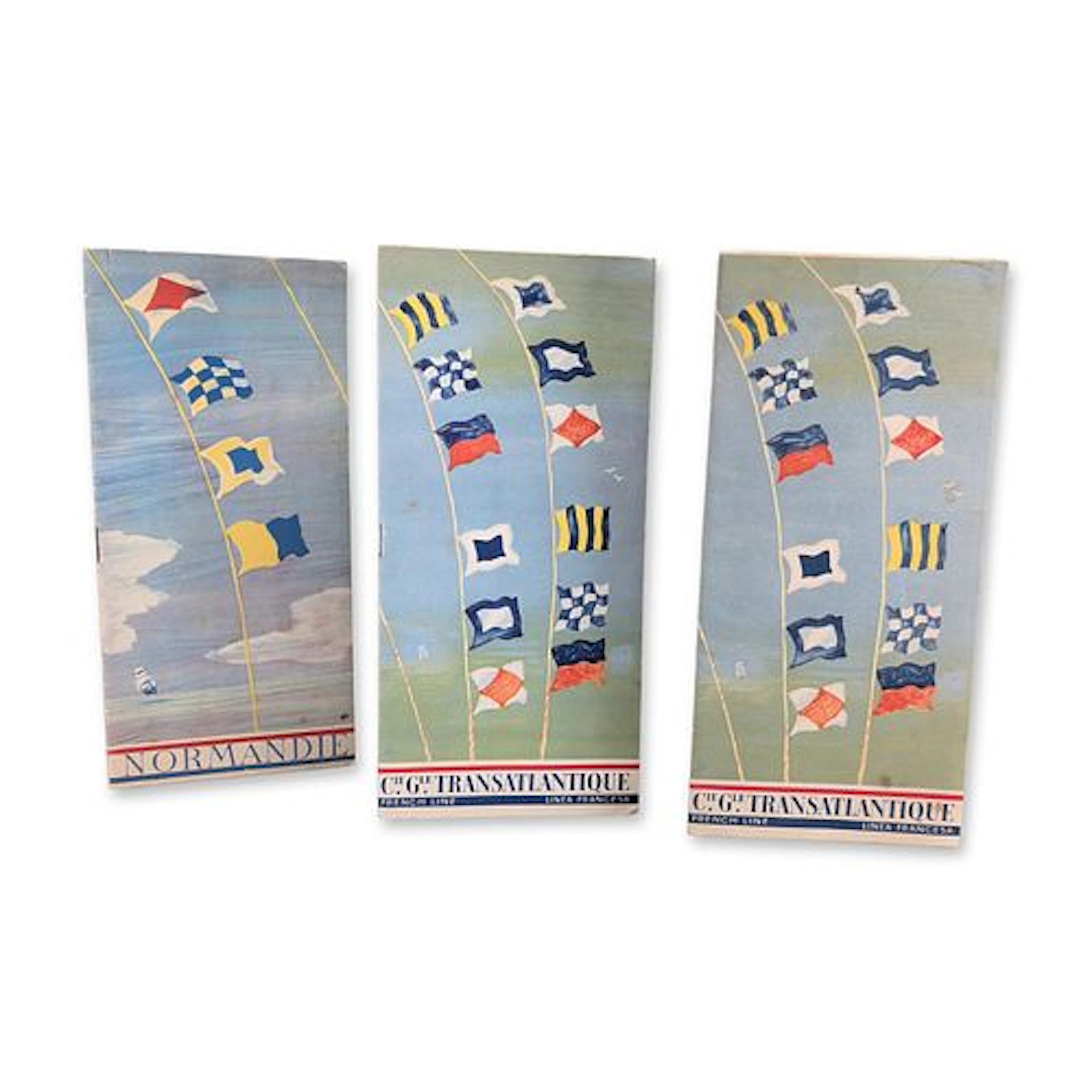 3pc French Line Compagnie Generale Transatlantique Passenger List Booklets