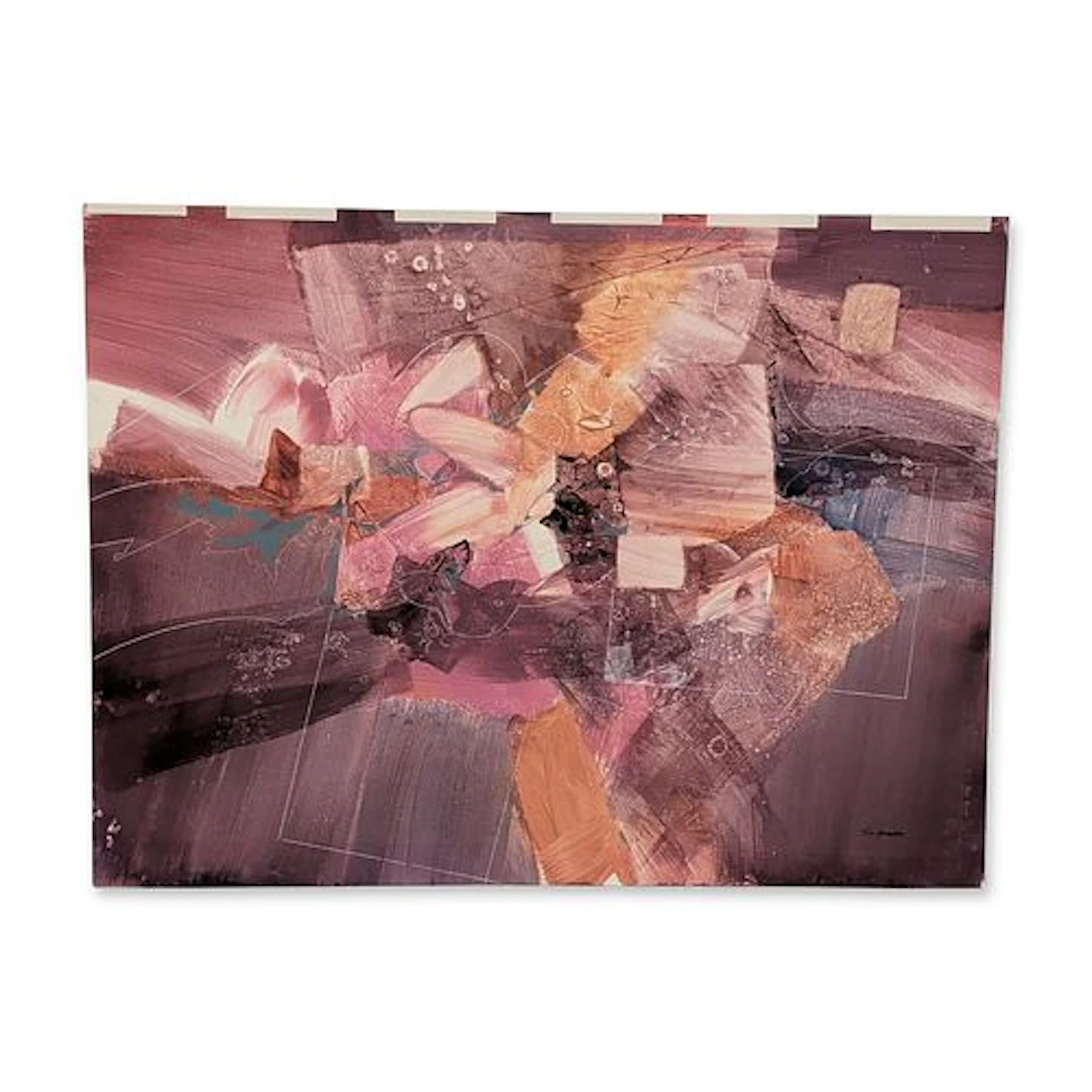 Tom Anderson (American b. 1951) Abstract Mixed Media on Board Painting, Signed