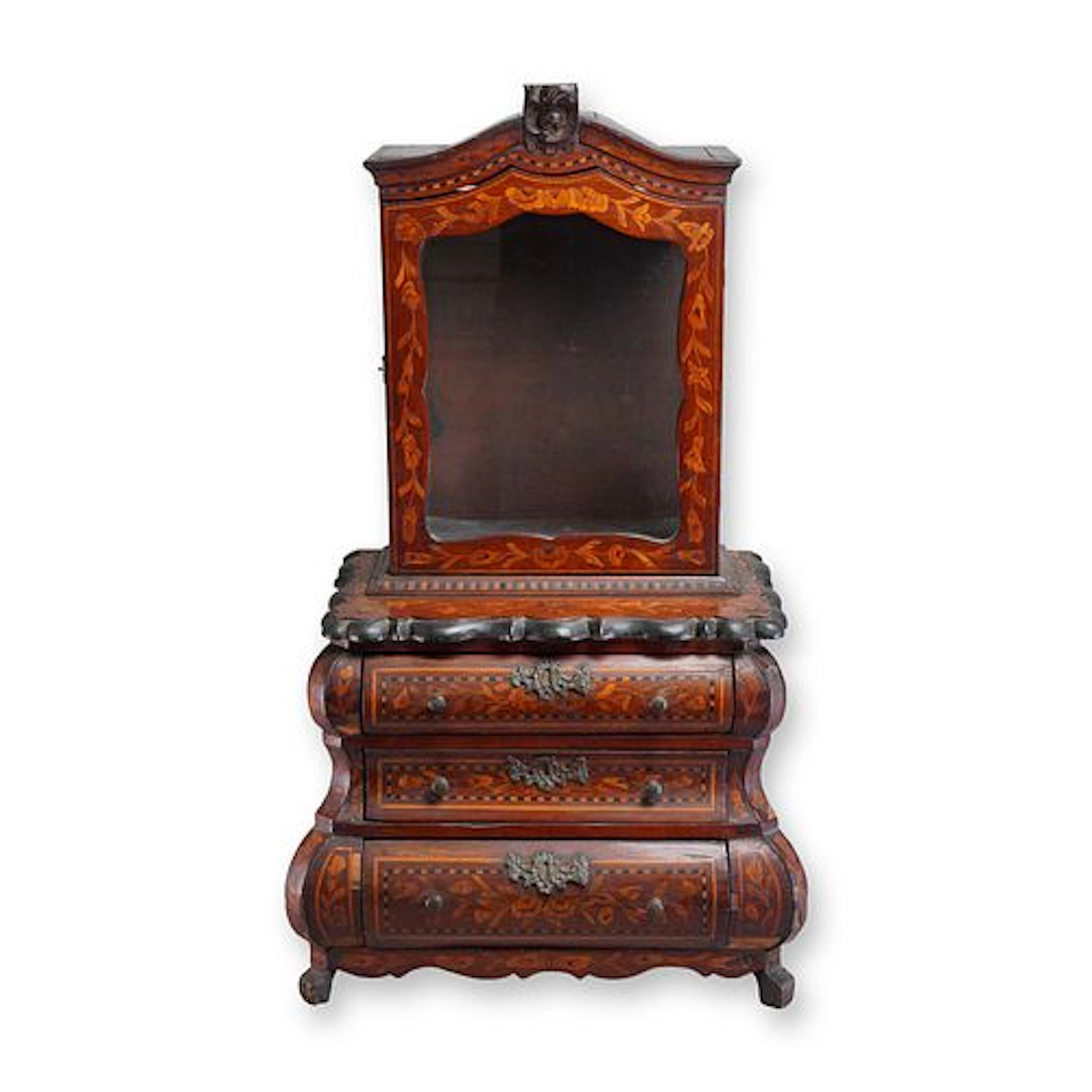 Dutch Marquetry Miniature Cabinet-on-Chest, 18th Century