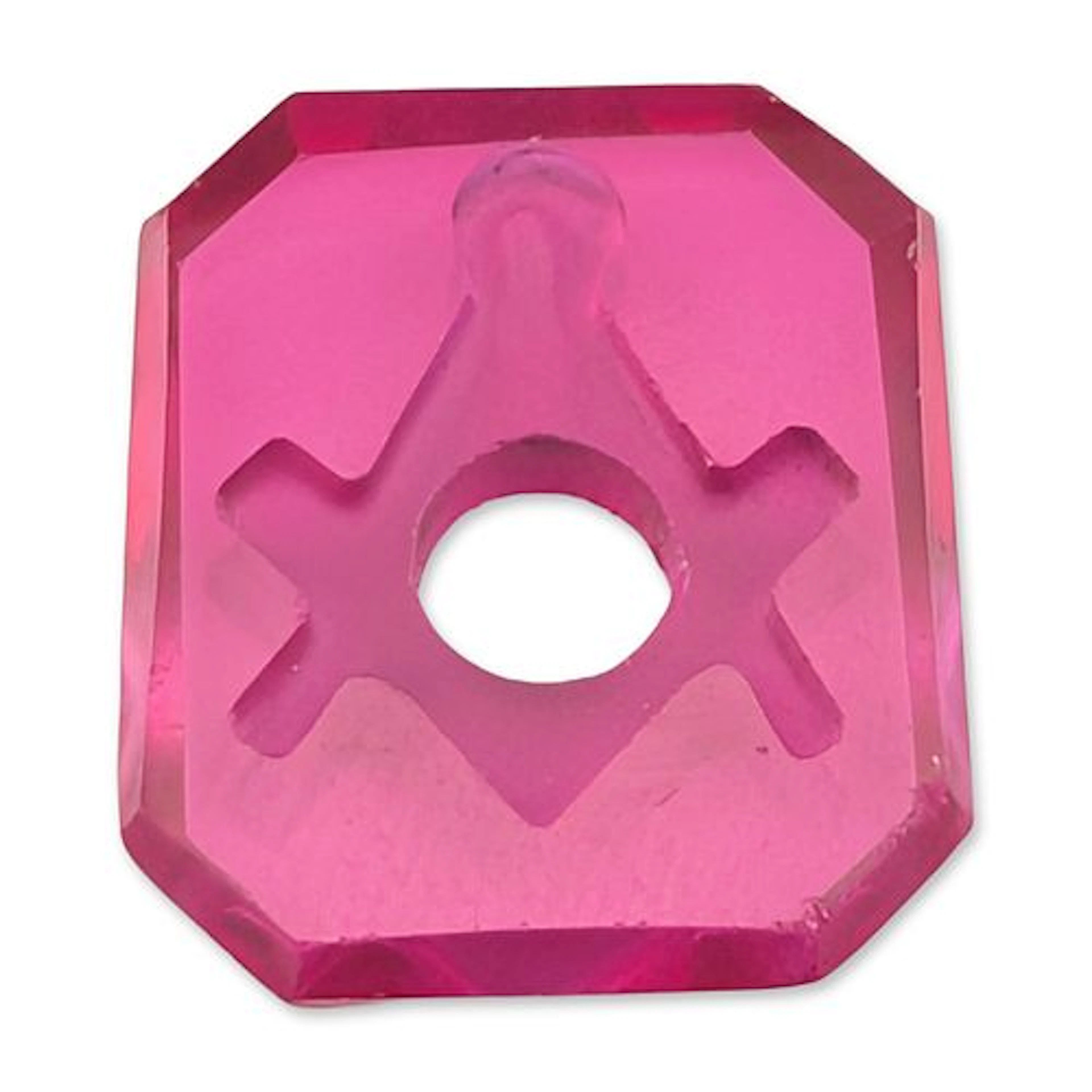 Masonic Magenta-Pink Synthetic Ruby Intaglio Gemstone