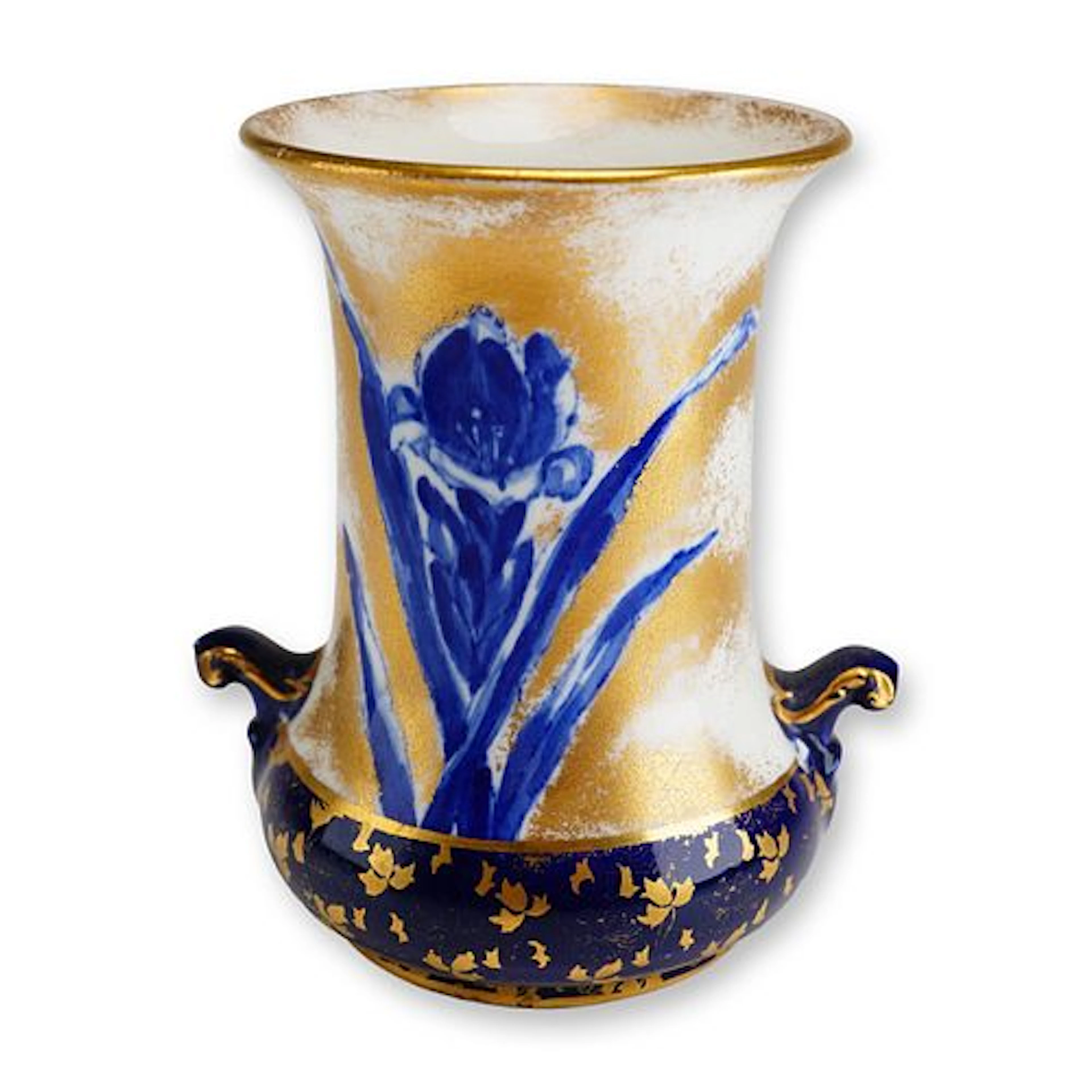 Royal Doulton Porcelain Blue and Gilt Floral Vase