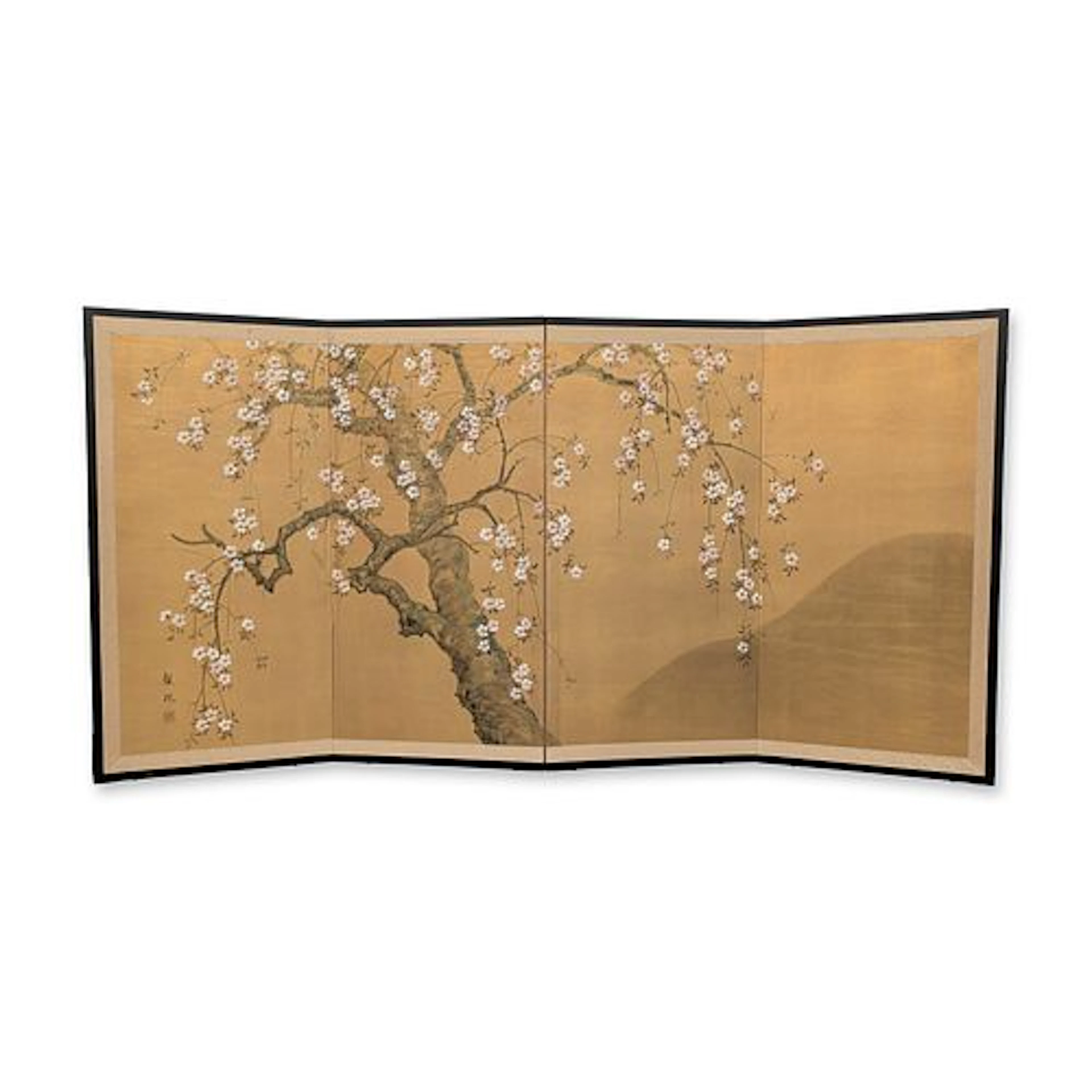 Style of Omata Kanpu (Japanese 1894-1947) Four-Panel Screen Ink &
