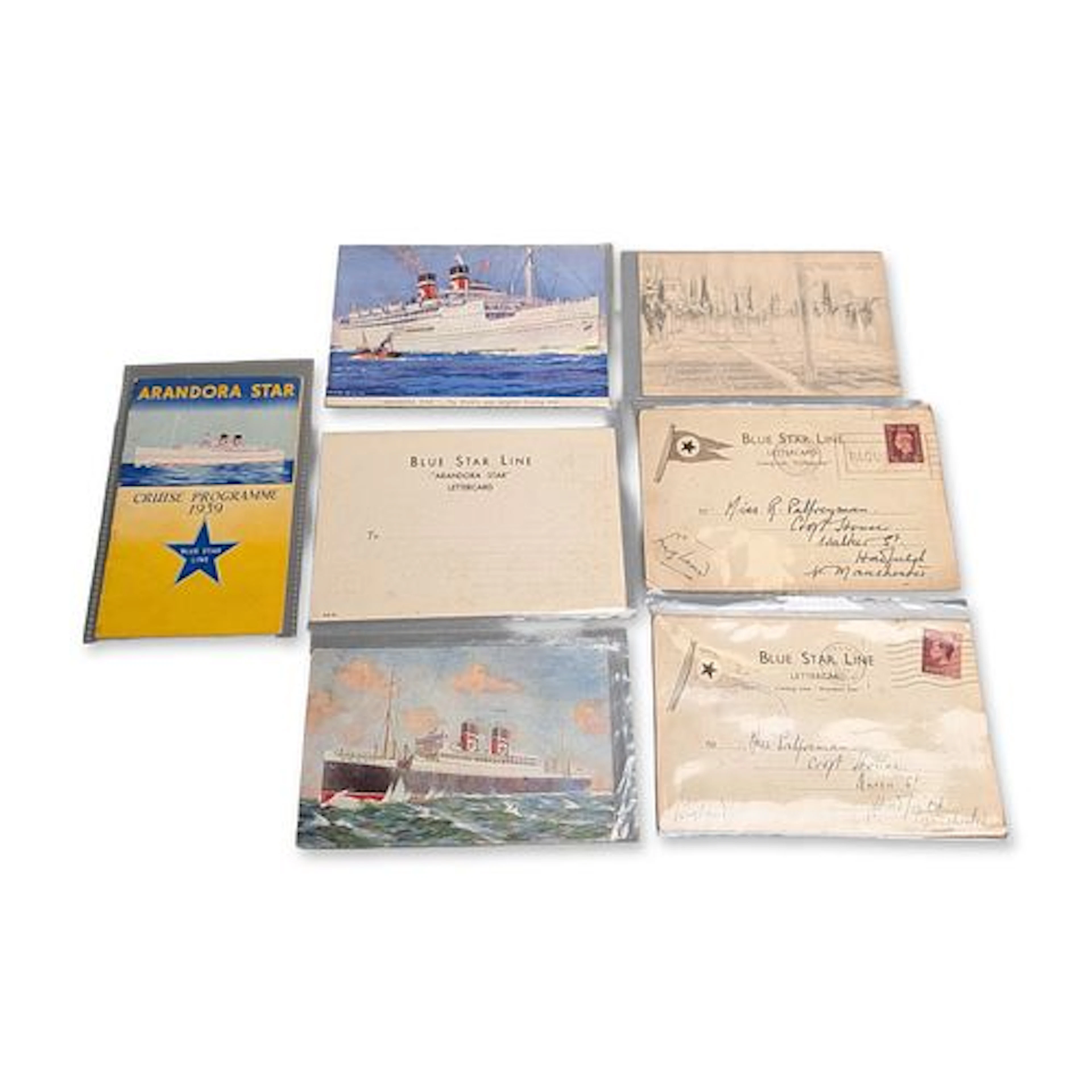 7pc Collection of Blue Star Line Arandora Star Ephemera