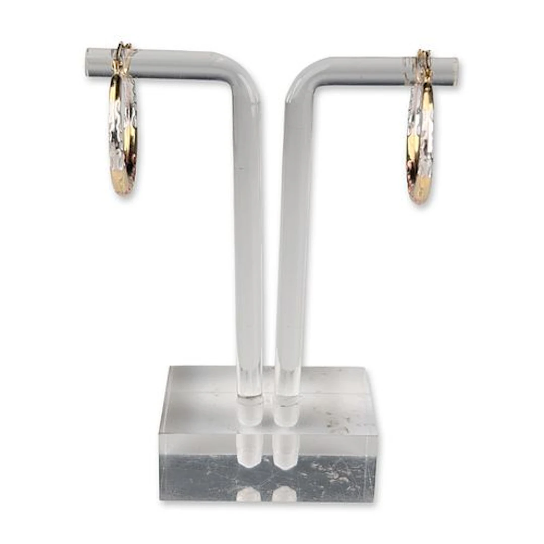 14K Tri-Color Gold Diamond-Cut Hoop Earrings