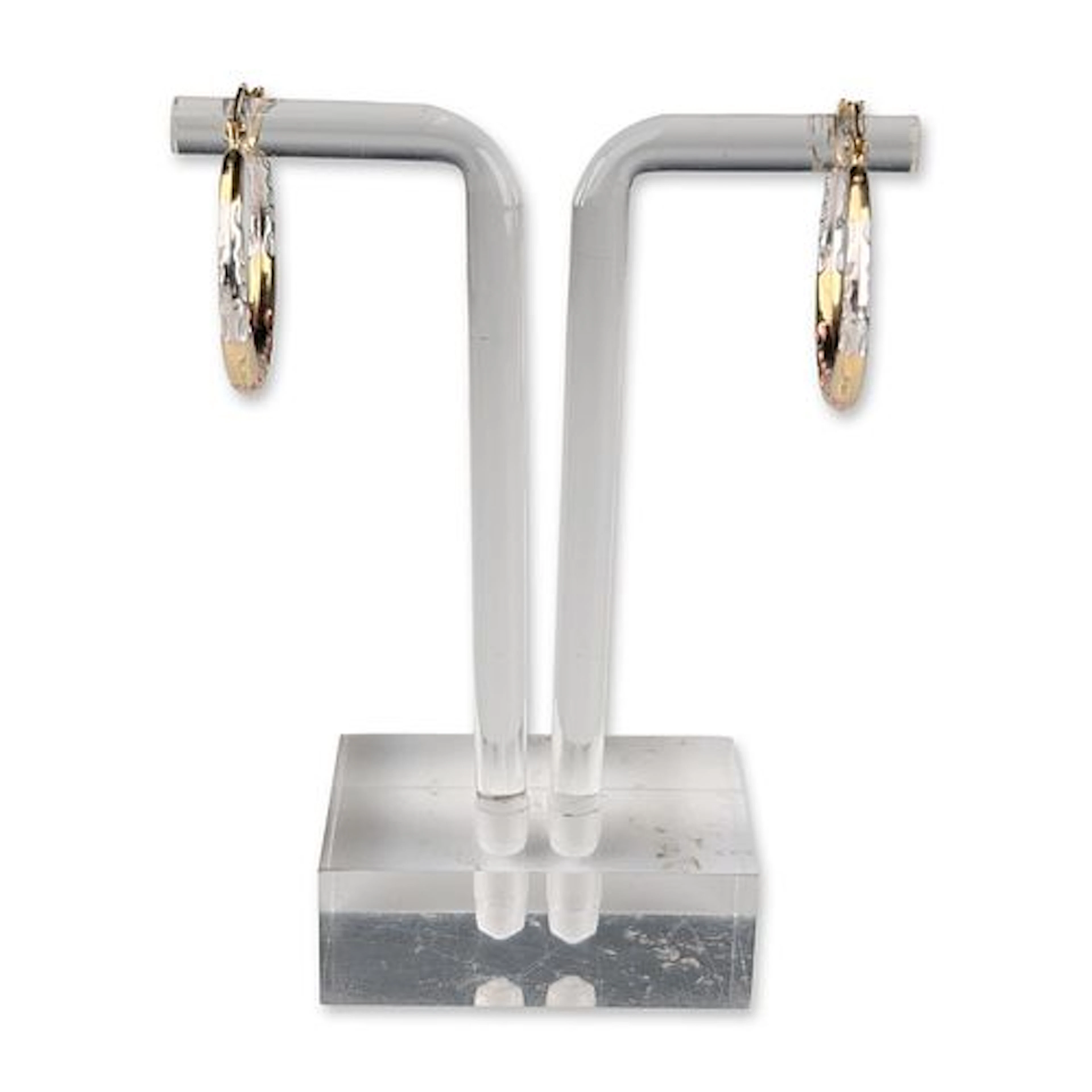 14K Tri-Color Gold Diamond-Cut Hoop Earrings