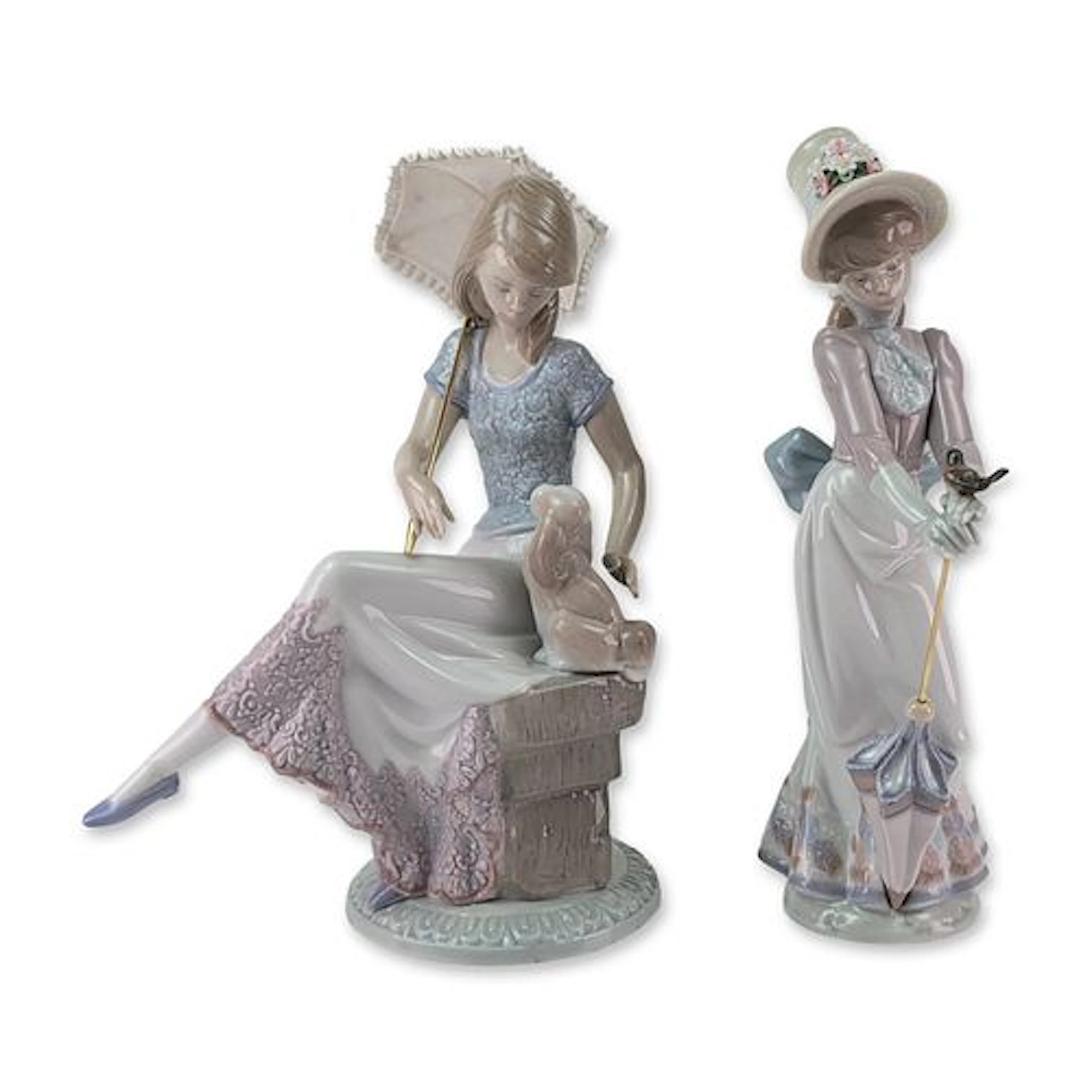 Two Lladro Porcelain Woman Figurines 01007612 & 01007618
