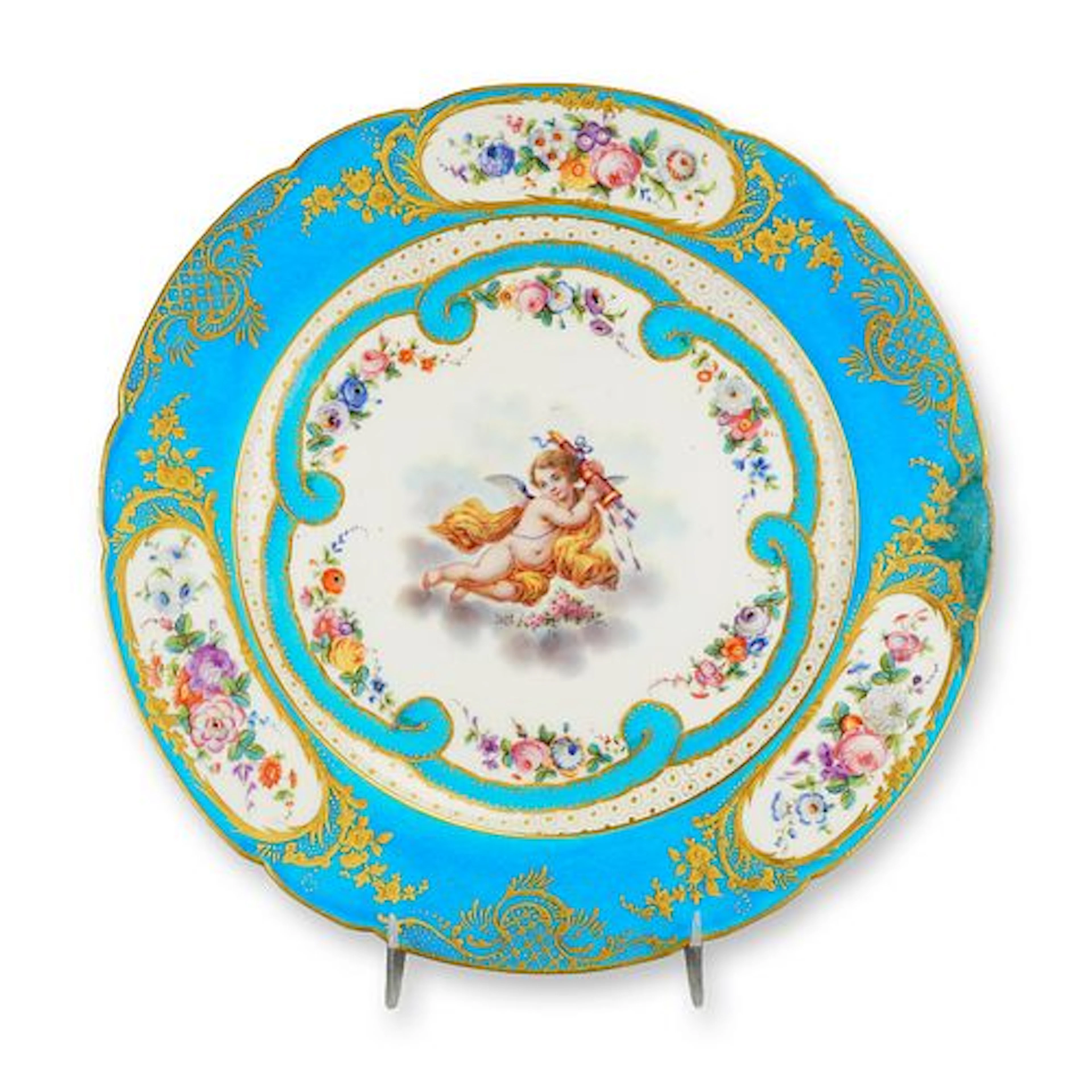 French Sevres Rococo Style Porcelain Cabinet Plate