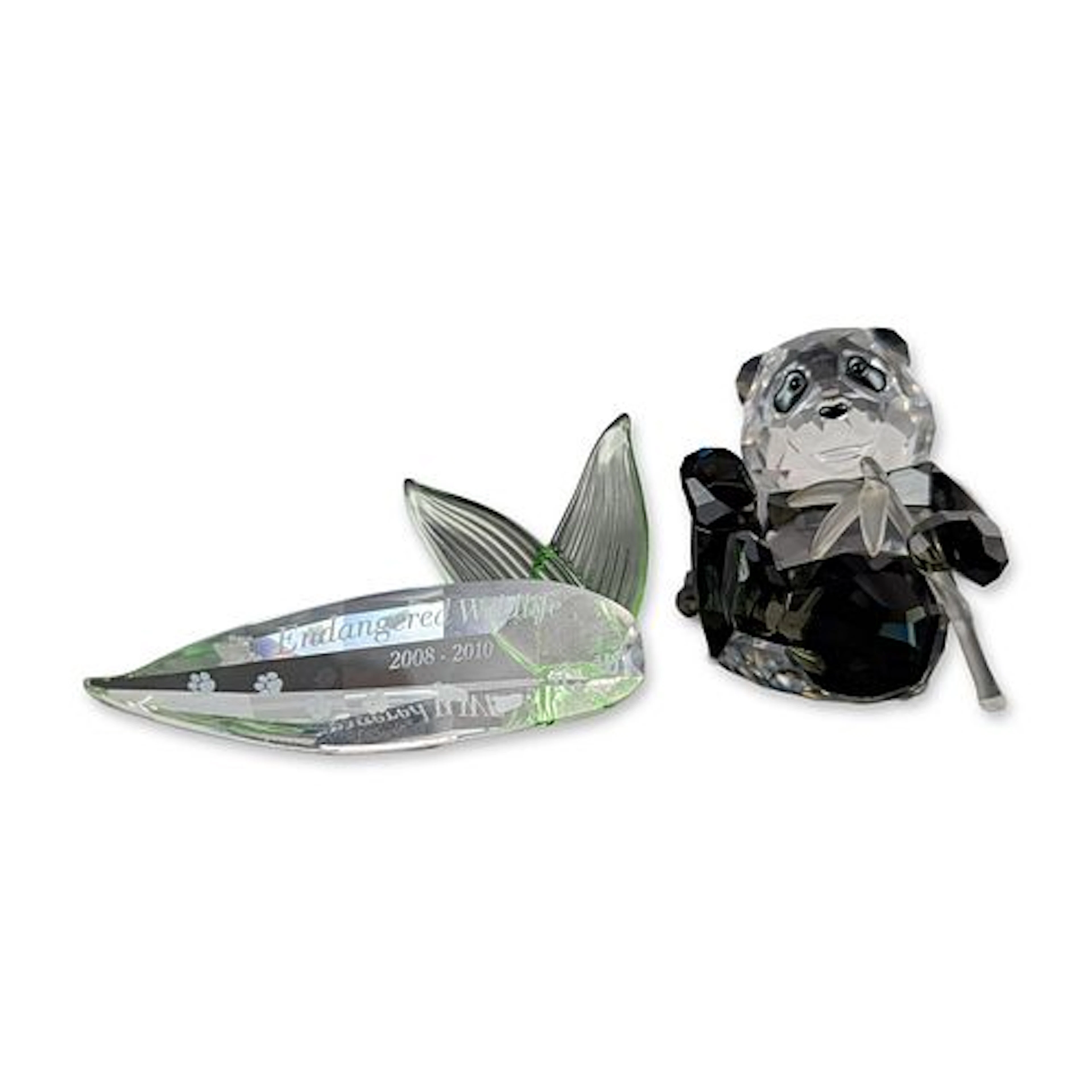 2pc Swarovski SCS 2008 Panda Cub and Title Plaque