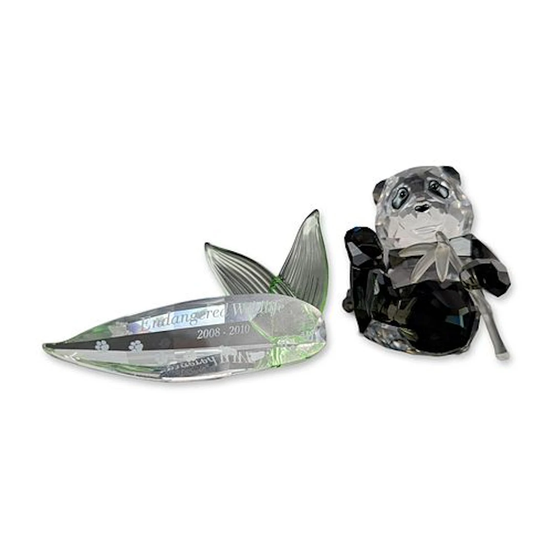 2pc Swarovski SCS 2008 Panda Cub and Title Plaque