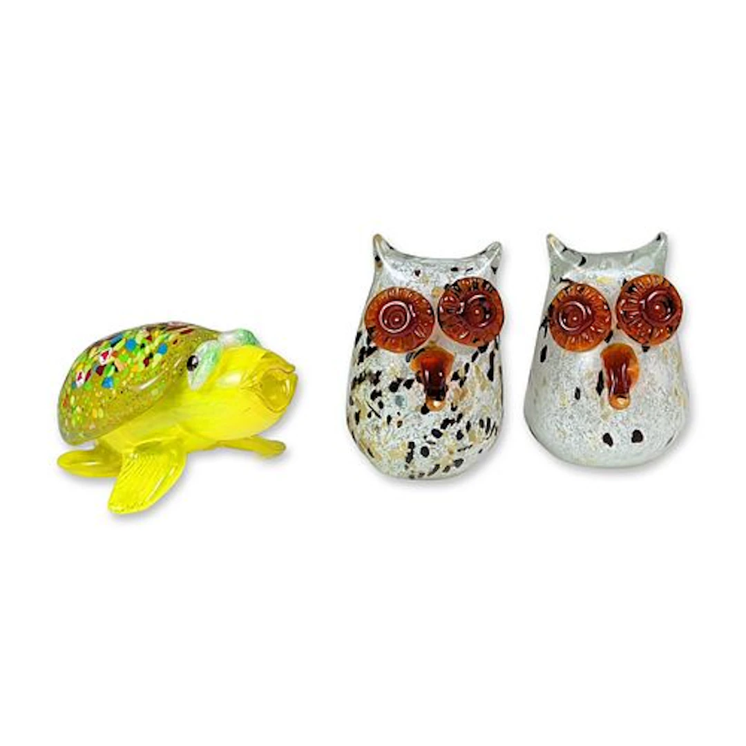 3pc Jeff Konesni Tidal Wave Glass Sea Turtle and Studio Art Glass