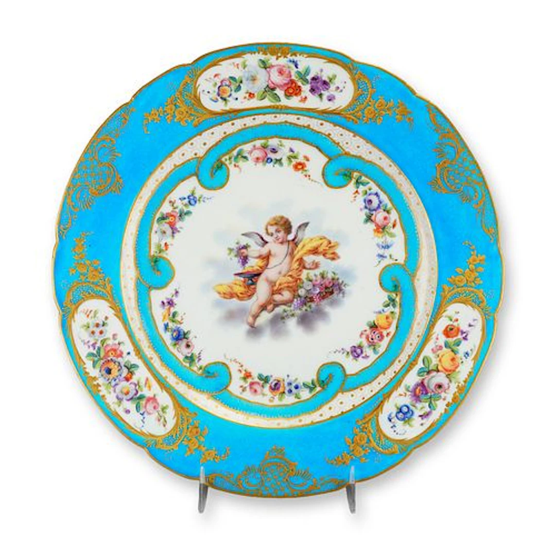 French Sevres Rococo Style Porcelain Cabinet Plate