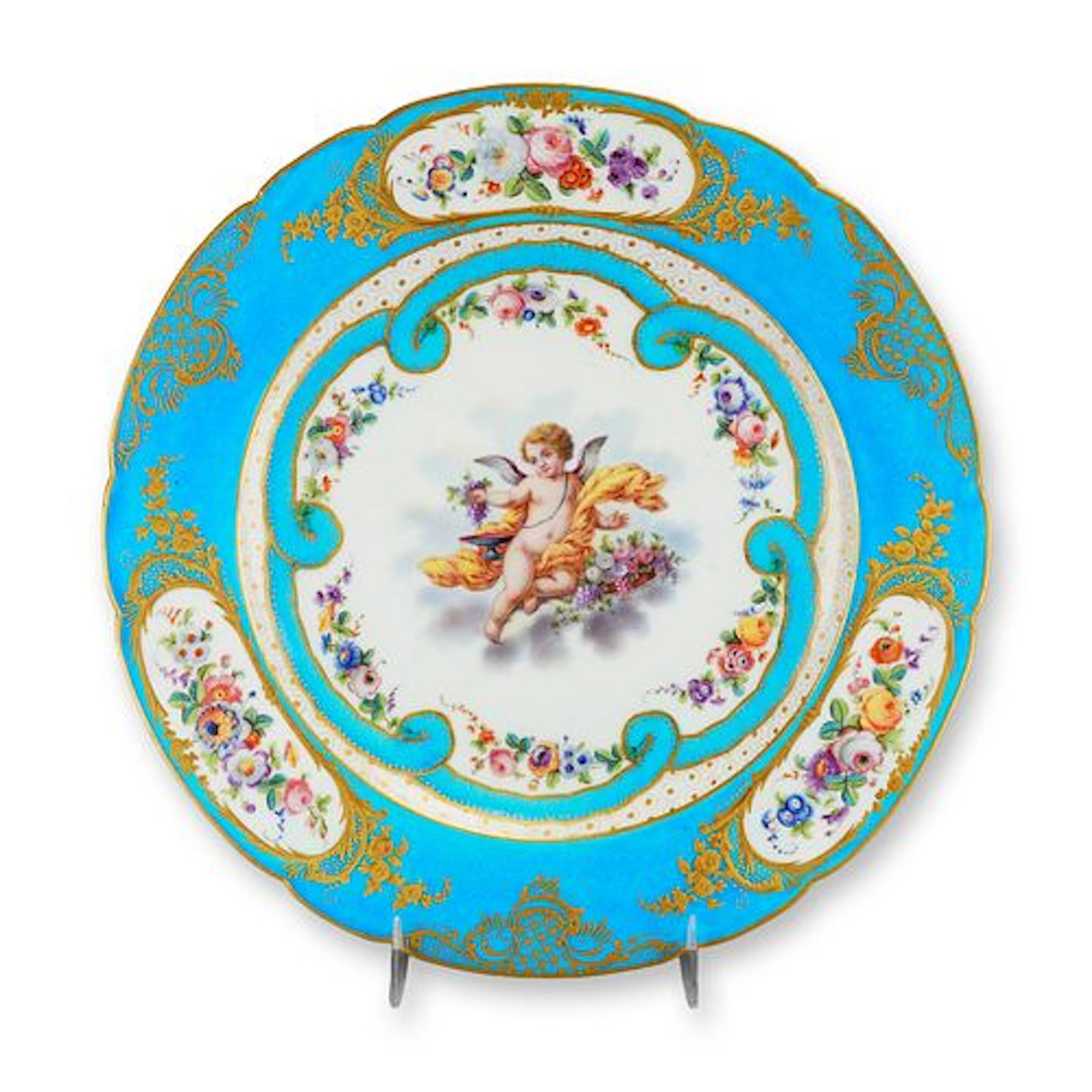 French Sevres Rococo Style Porcelain Cabinet Plate