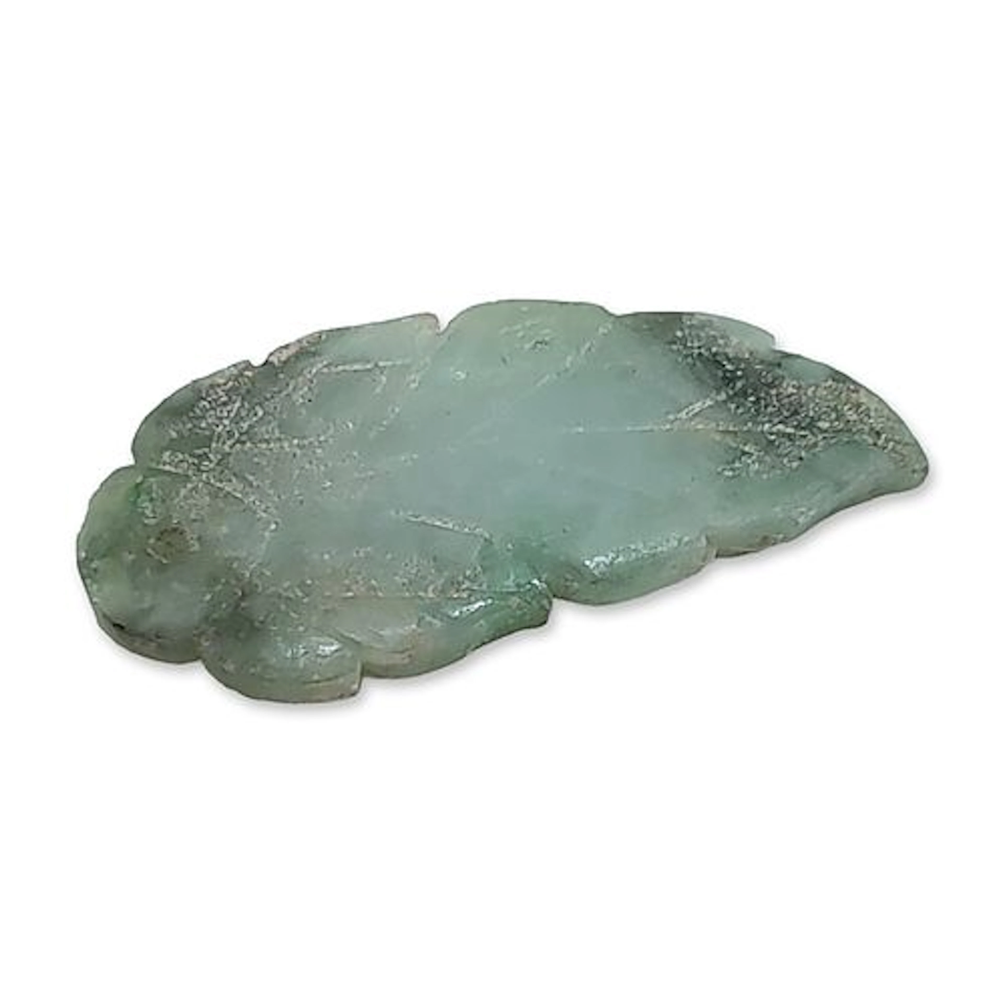 Chinese Carved Jadeite Jade Leaf Pendant