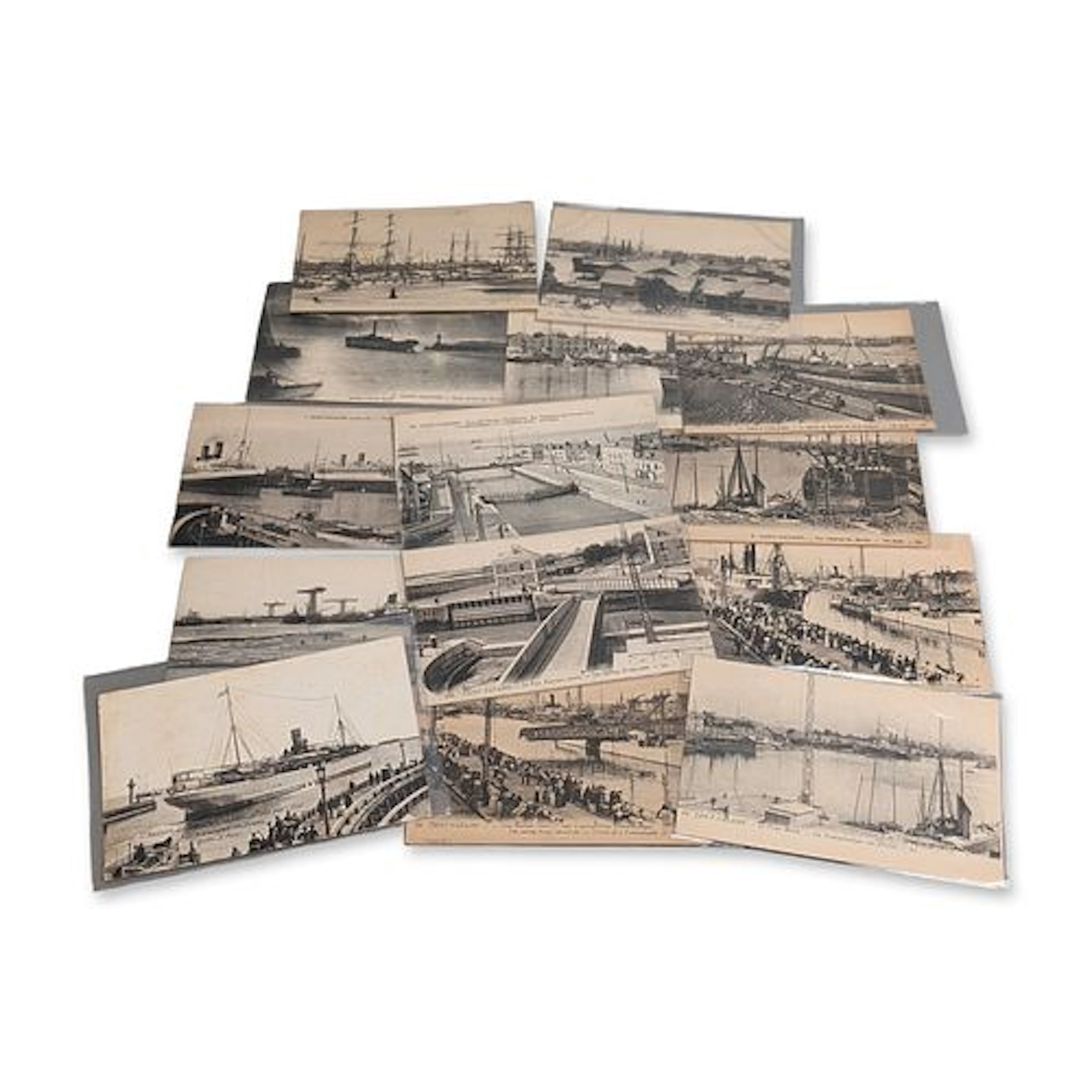 14pc Collection of Saint-Nazaire 1910s Maritime Postcards