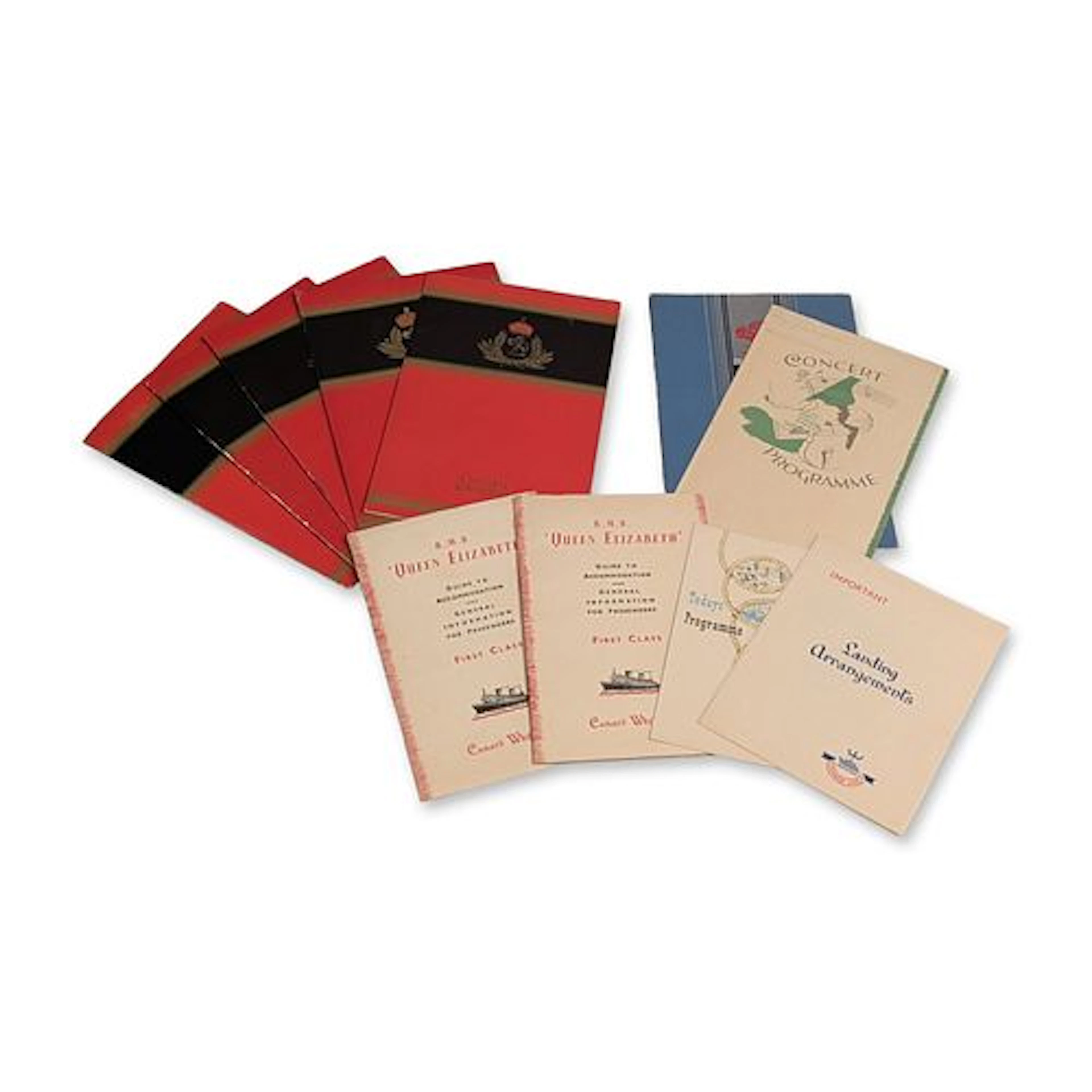 11pc Cunard White Star RMS Queen Elizabeth Ephemera Collection