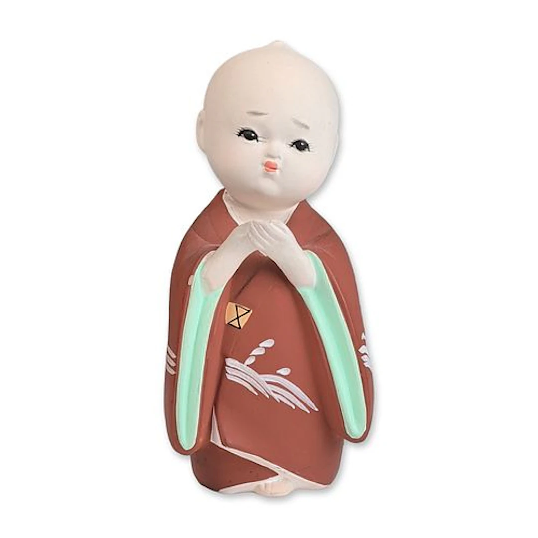 Gumps Japanese Hakata Earthenware Monk Figurine