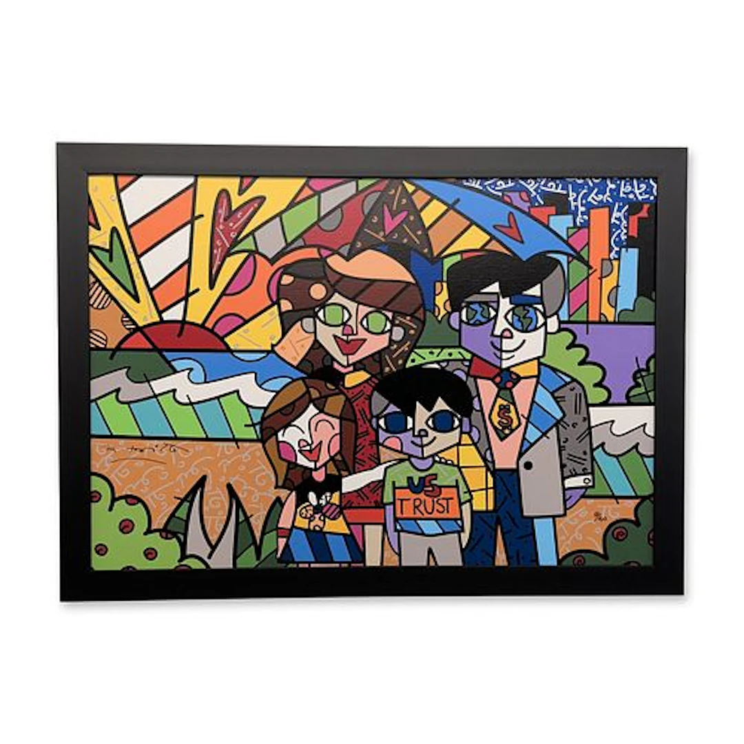 Romero Britto (Brazilian, b. 1963) Framed Giclee on Canvas, U.S. Trust