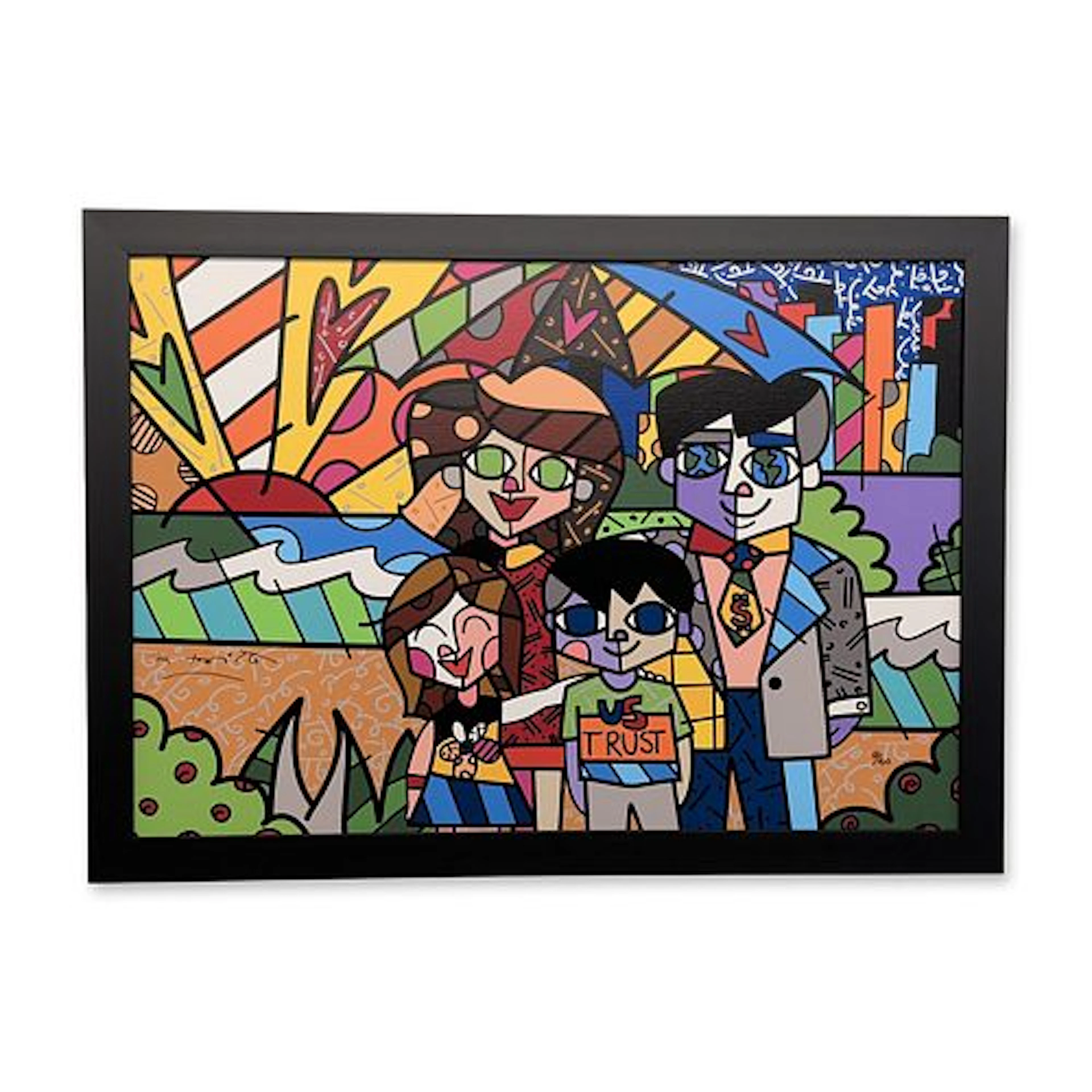 Romero Britto (Brazilian, b. 1963) Framed Giclee on Canvas, U.S. Trust