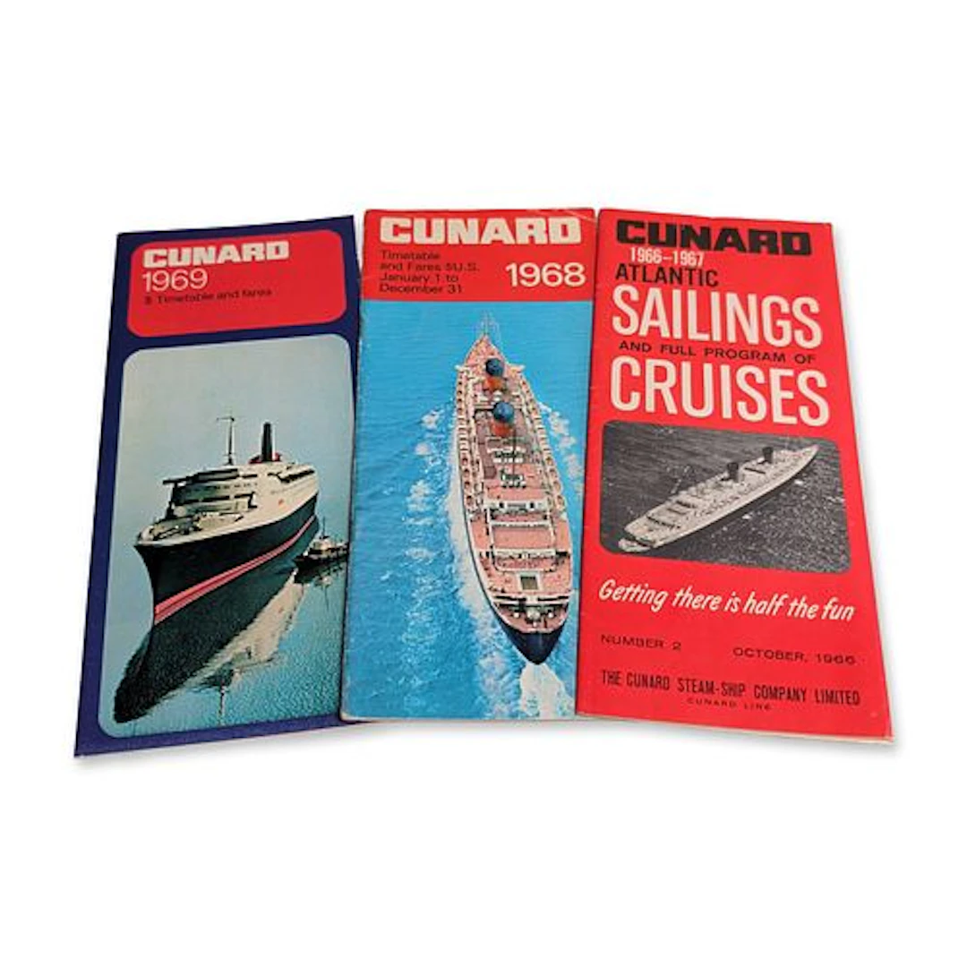 3pc Cunard Line 1960s Travel Brochures