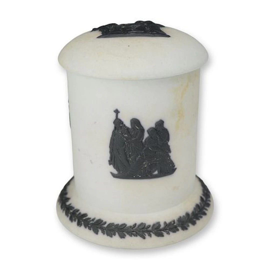 Wedgwood White and Black Jasperware Lidded Box circa 1860
