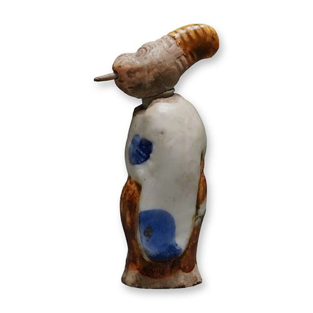 Hirado Porcelain Karakuri Netsuke of a Sanbaso Monkey Dancer