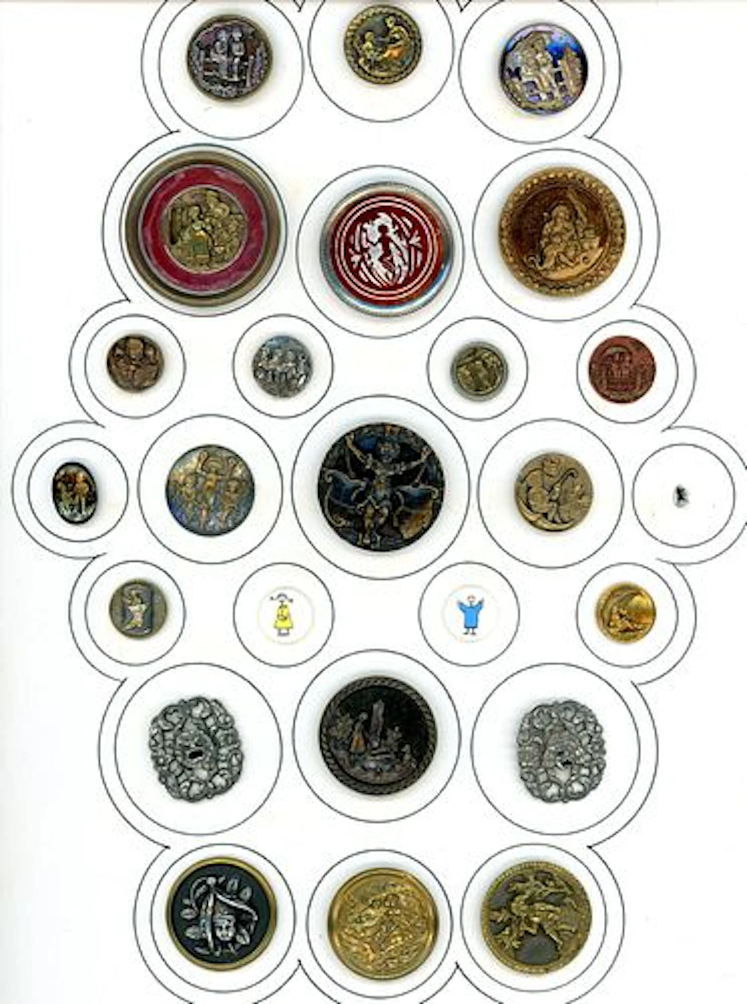 A CARD OF DIVISION 1 & 3 ASSORTED CHILDREN BUTTONS