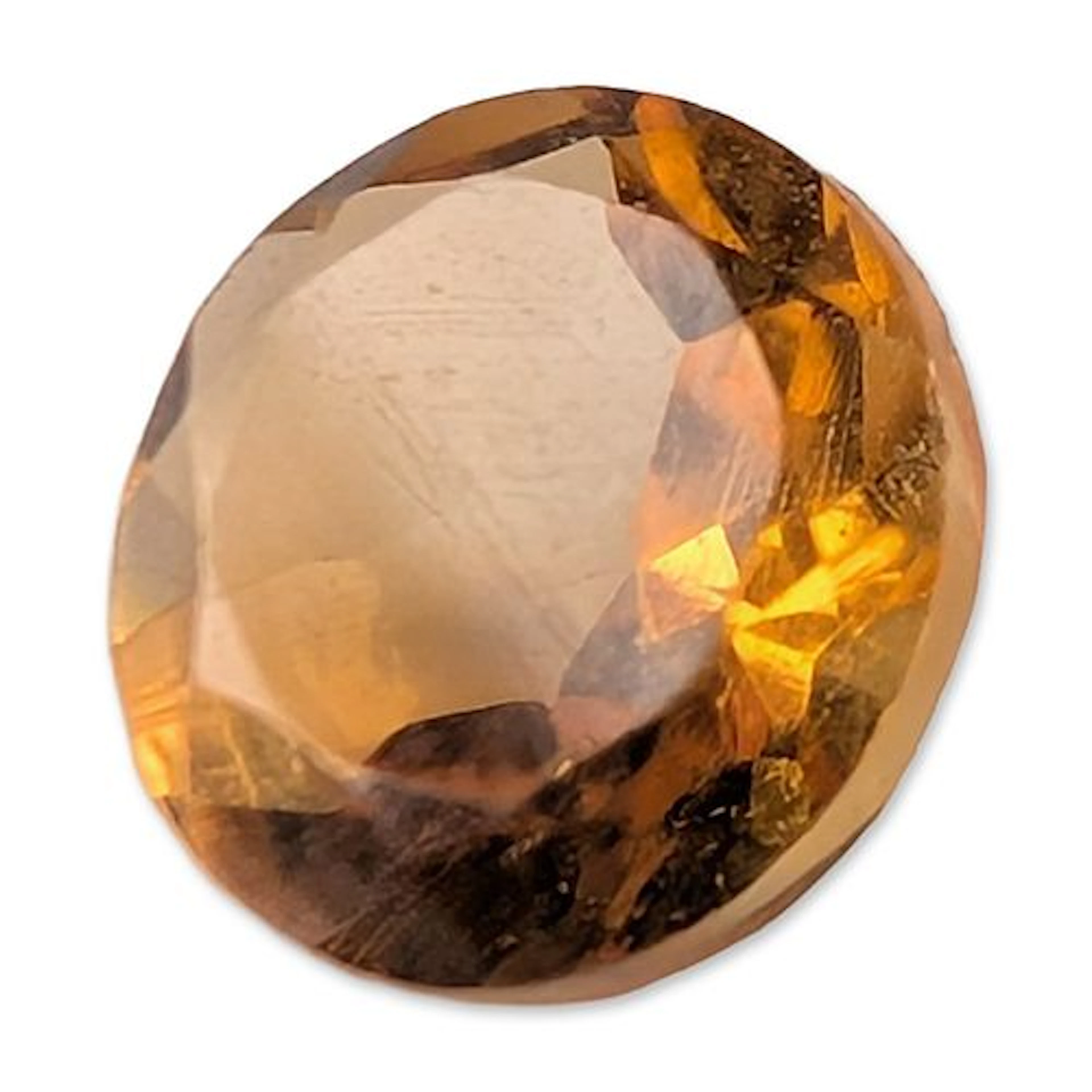Round Faceted Yellow Citrine Gemstone