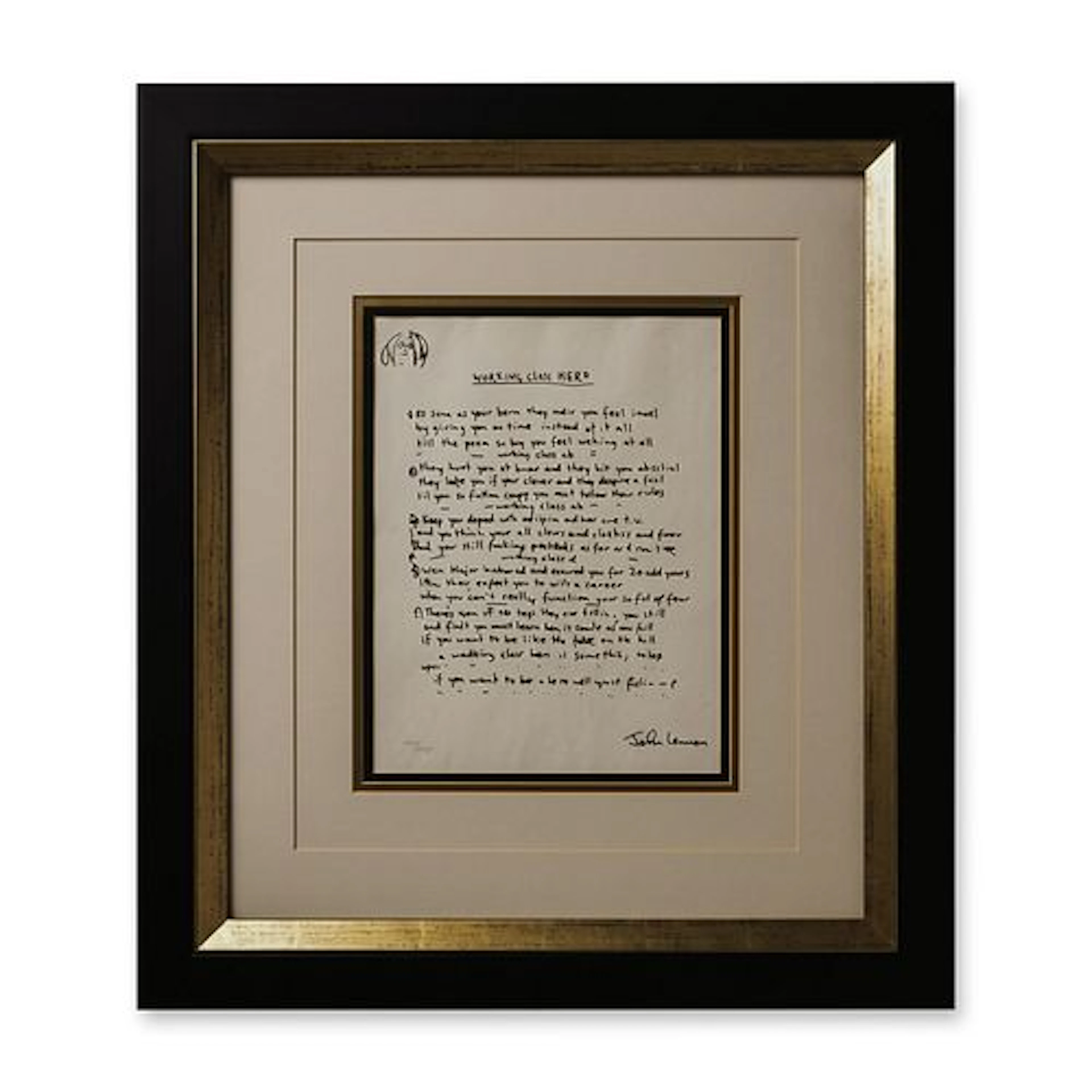 John Lennon (British, 1940-1980) Working Class Hero Lyrics Silkscreen