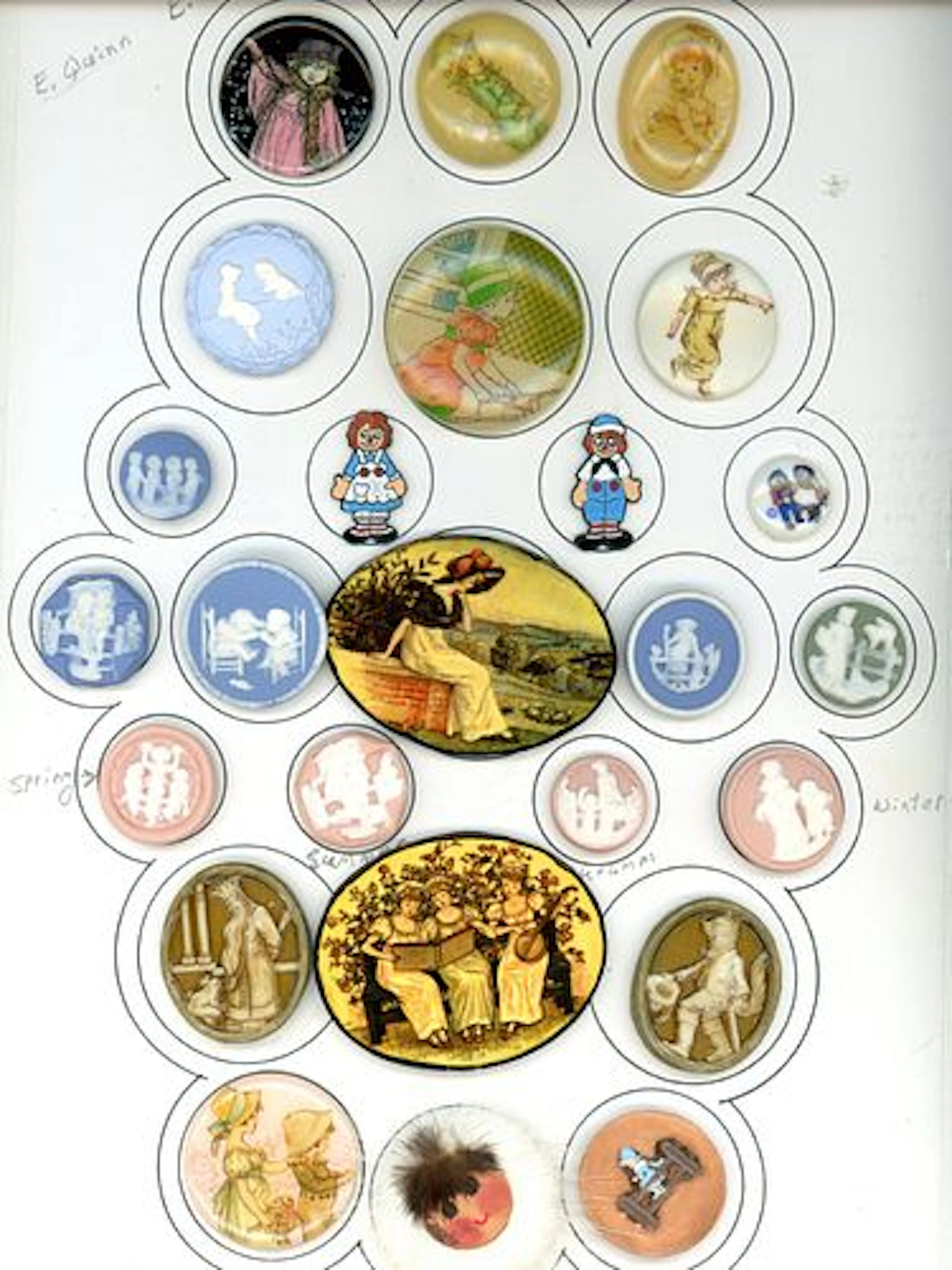 A CARD OF DIVISION 3 ASSORTED CHILDREN BUTTONS