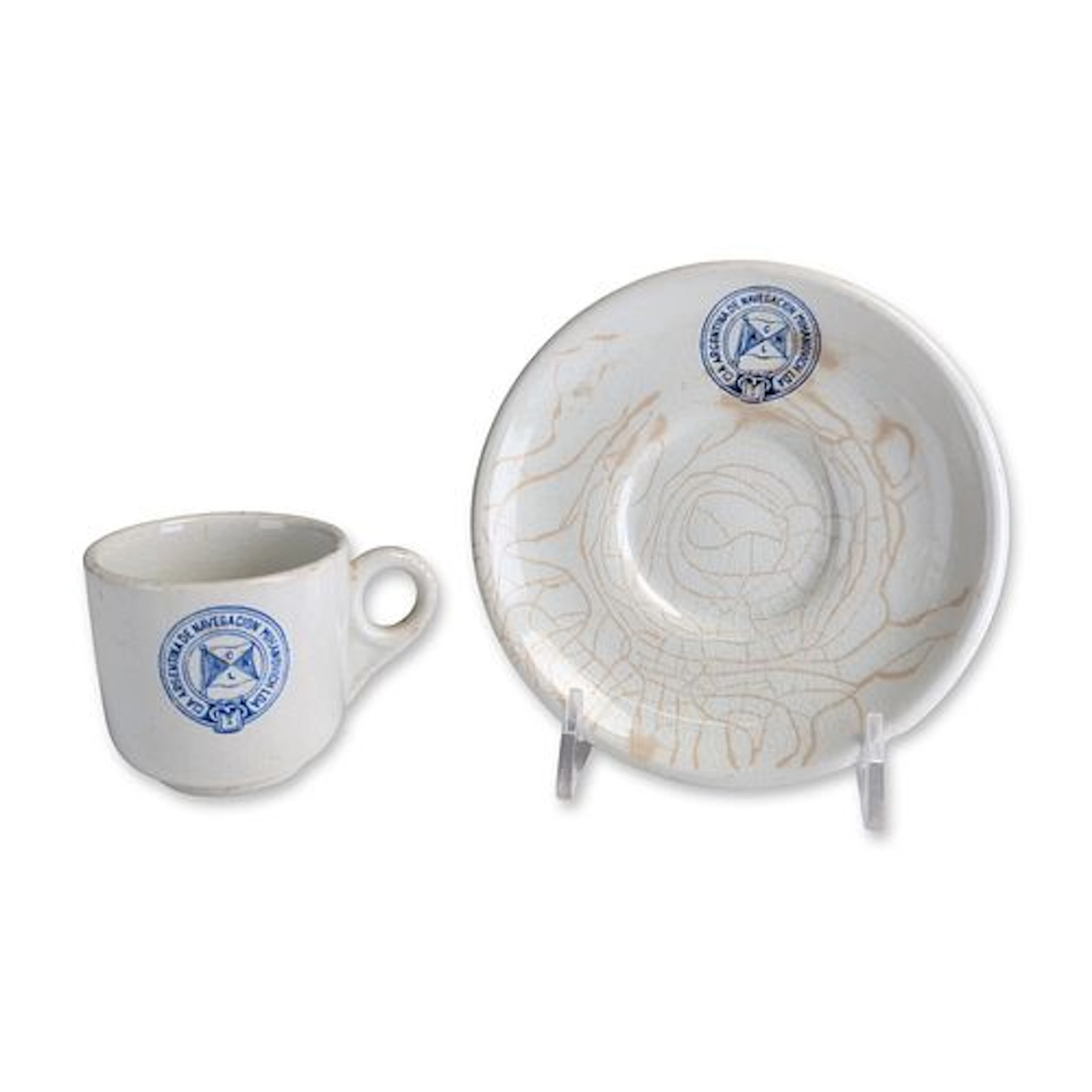 2pc Globe Pottery Mihanovich Shipping Demitasse and Saucer Set