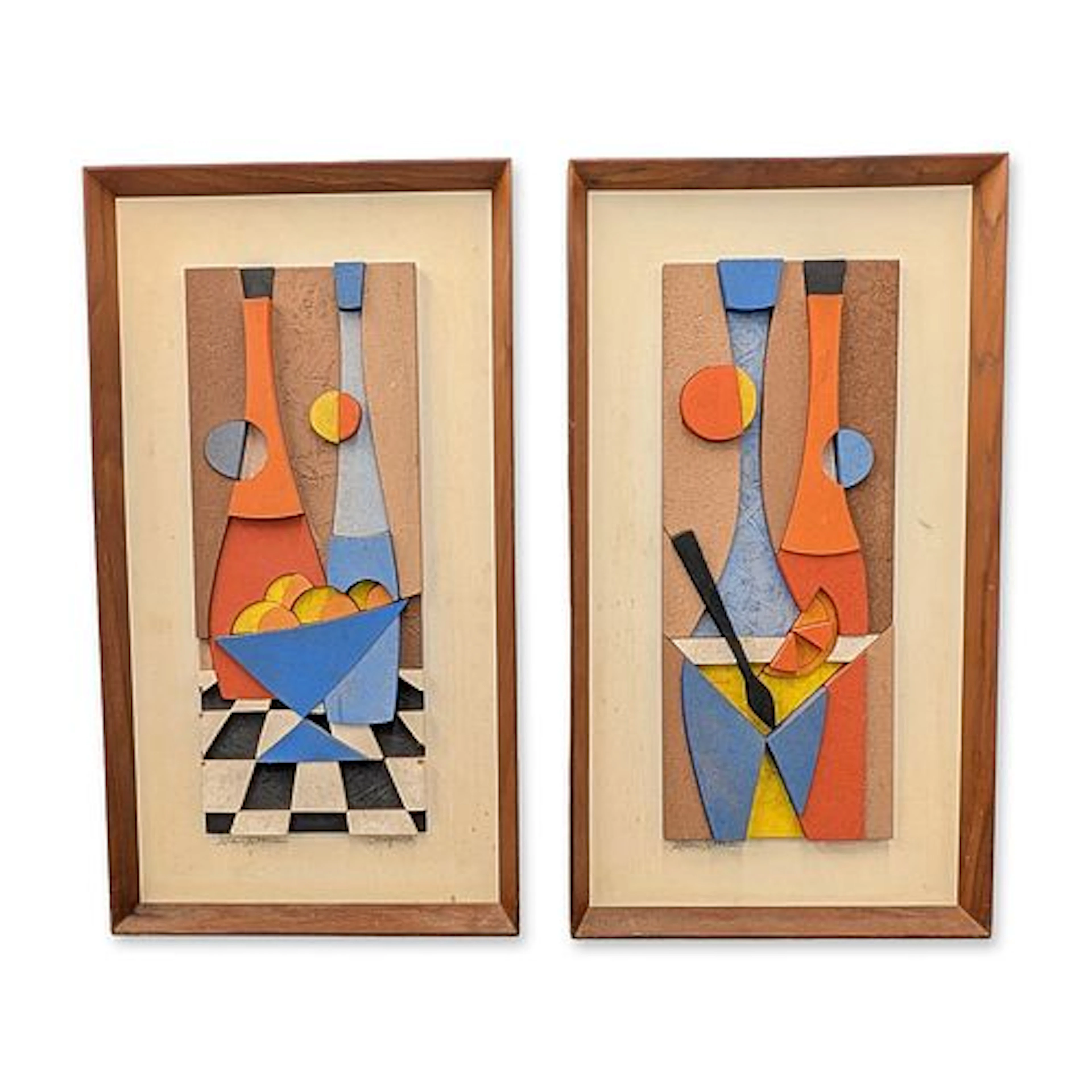 Allen Noonan Californian Modernist Mixed Media Relief Sculptures (Signed)