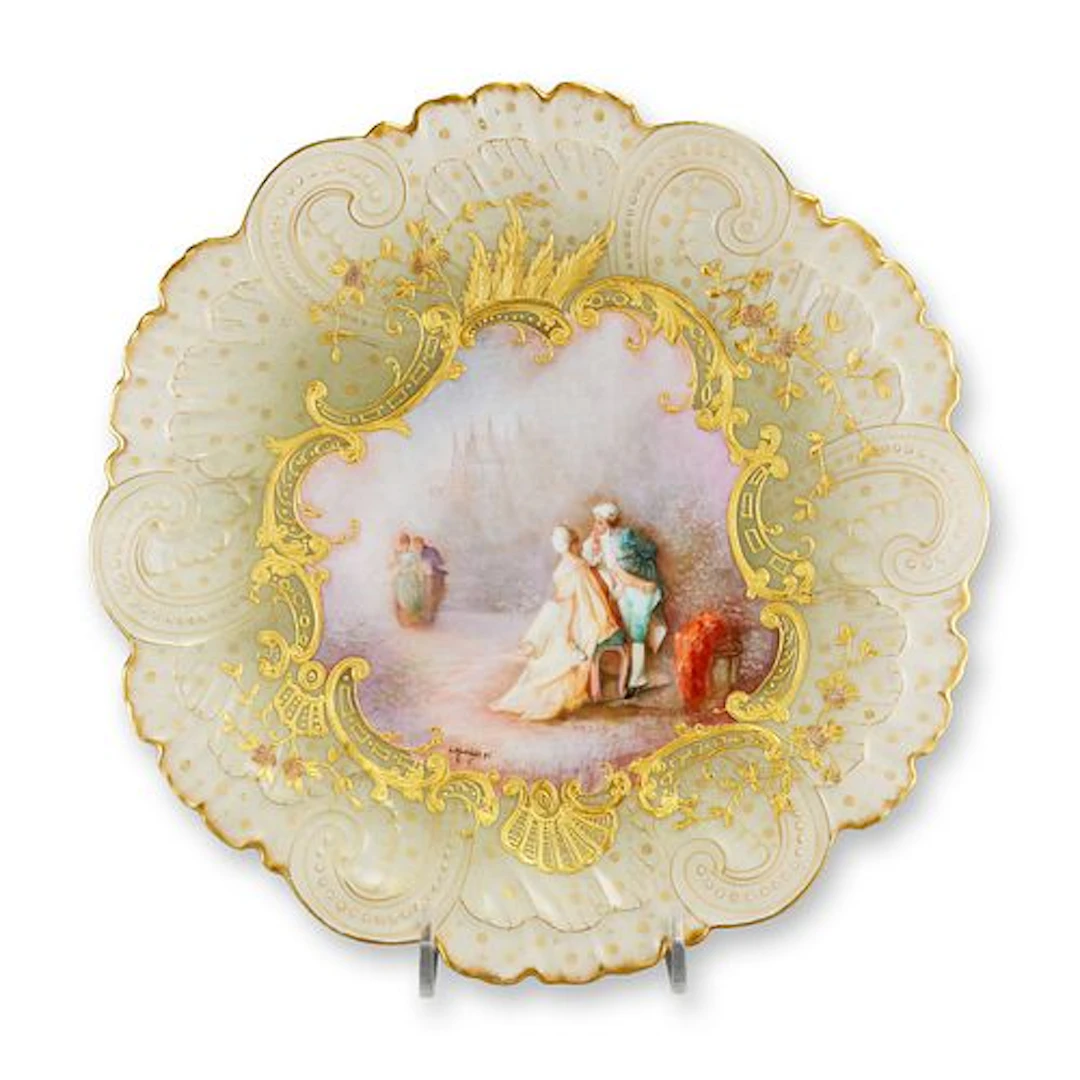 Mansard Paris Belle Epoque Hand-Painted Rococo Revival Cabinet Plate