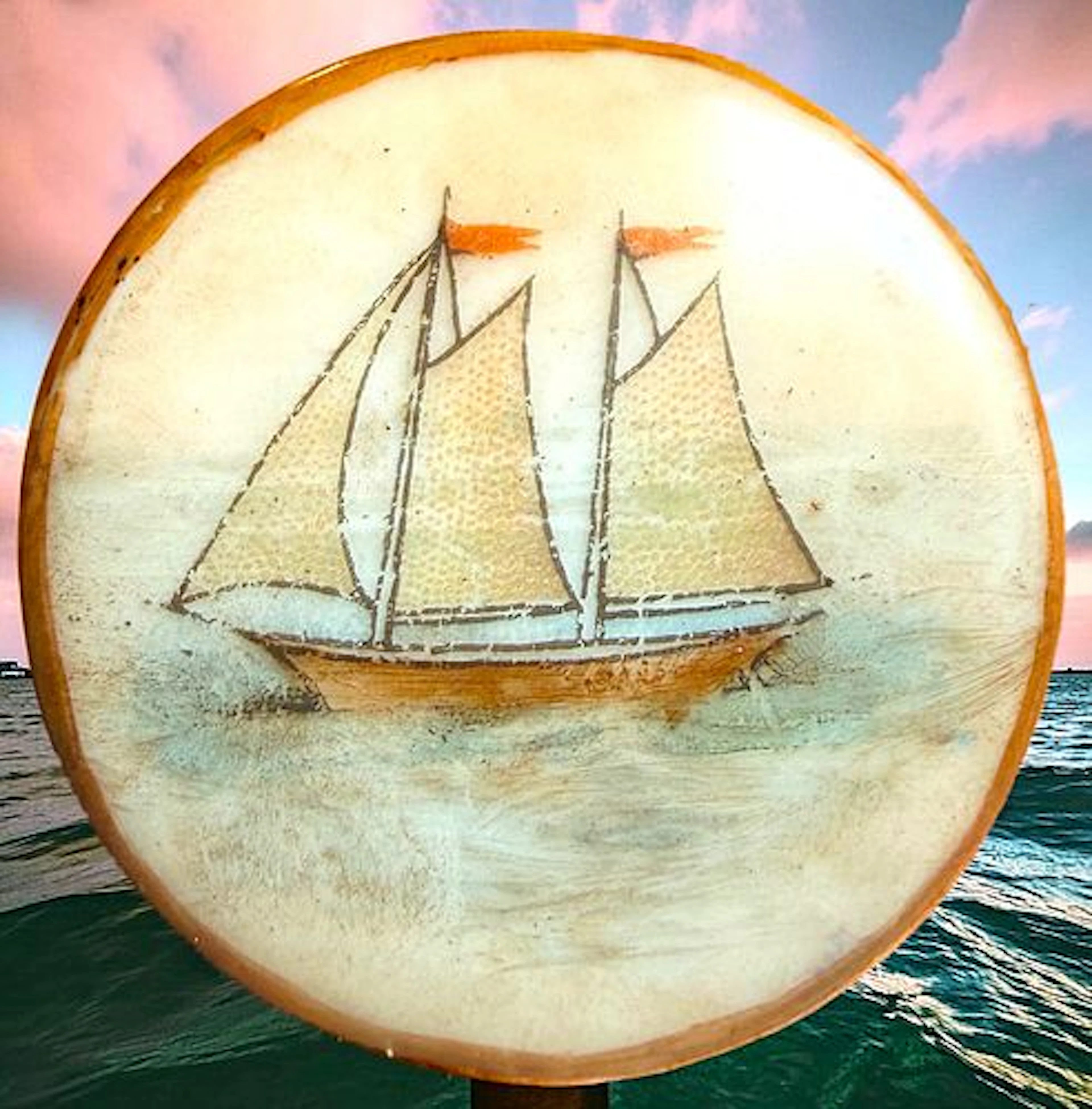 A DIVISION ONE HAND PAINTED CERAMIC BUTTON