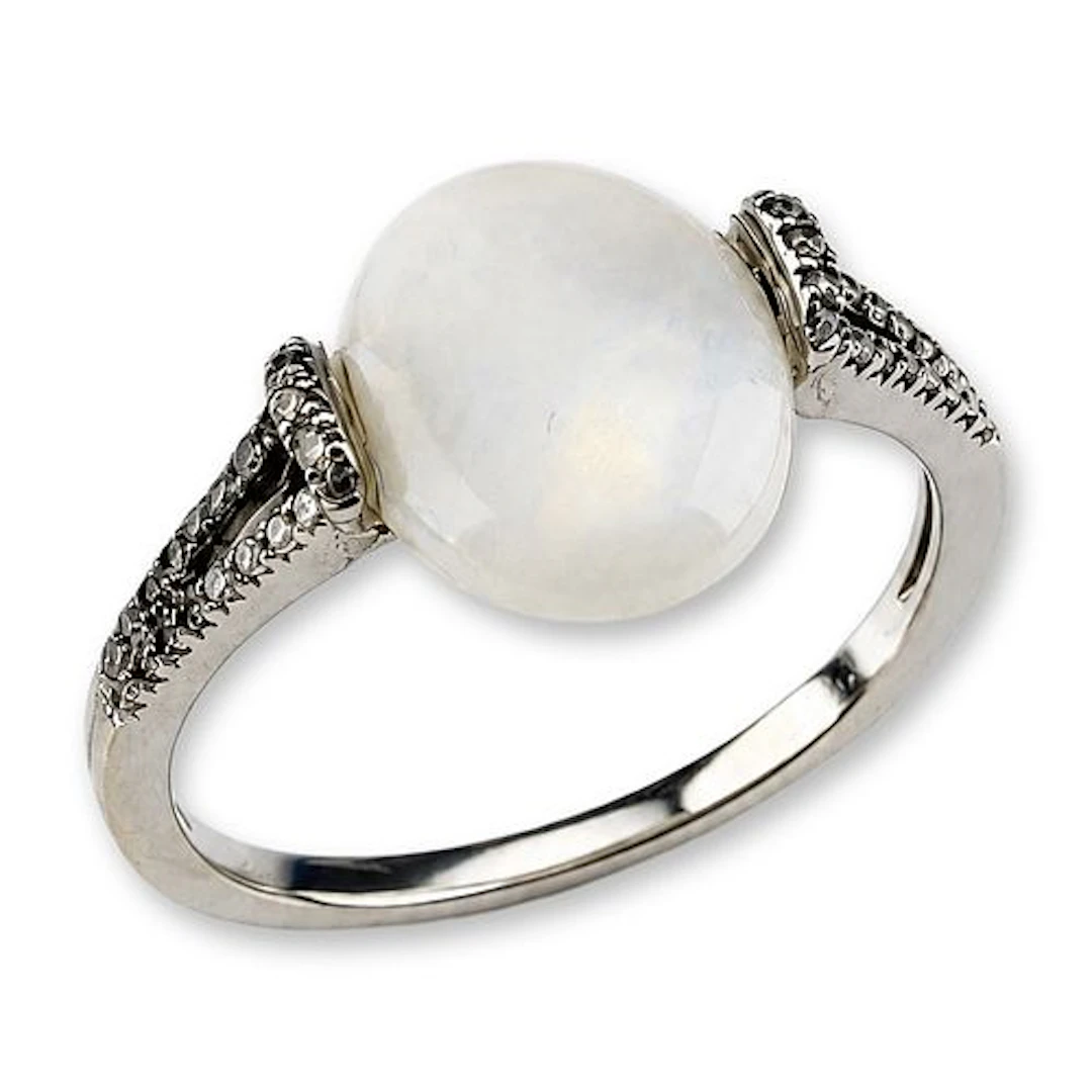 14K White Gold 2.36ct Opal and Diamond Cocktail Ring