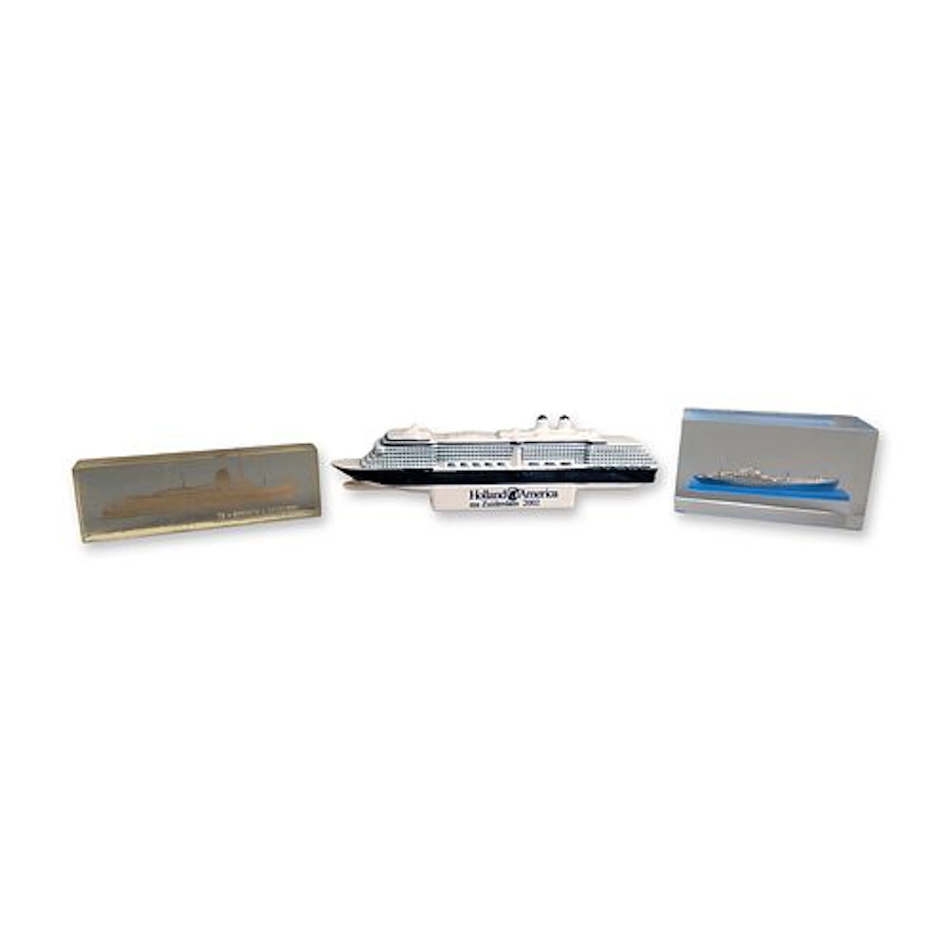 3pc Maritime Themed Commemorative Ship Models and Paperweights