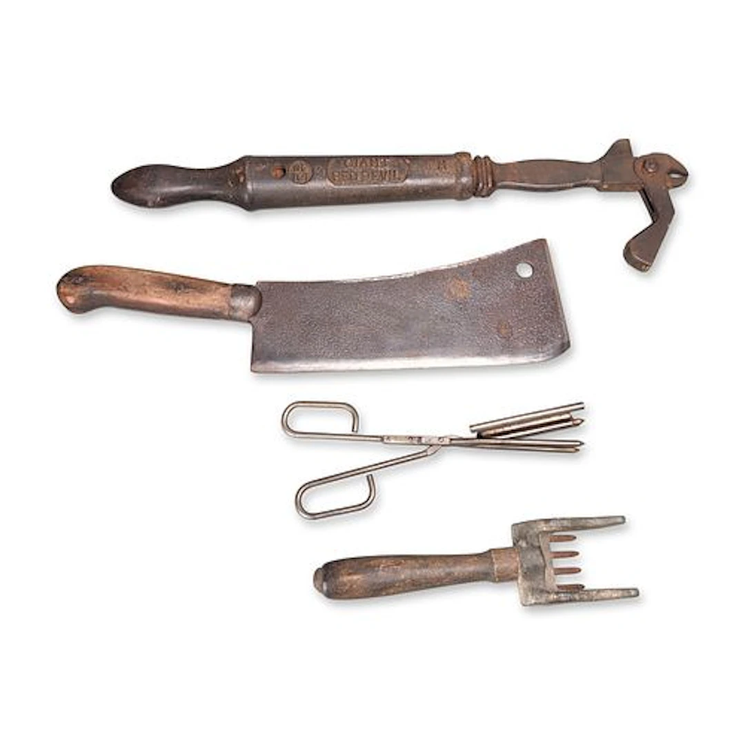 4pc Smith & Hemenway Giant Red Devil Crate Tool and Meat Cleaver Group